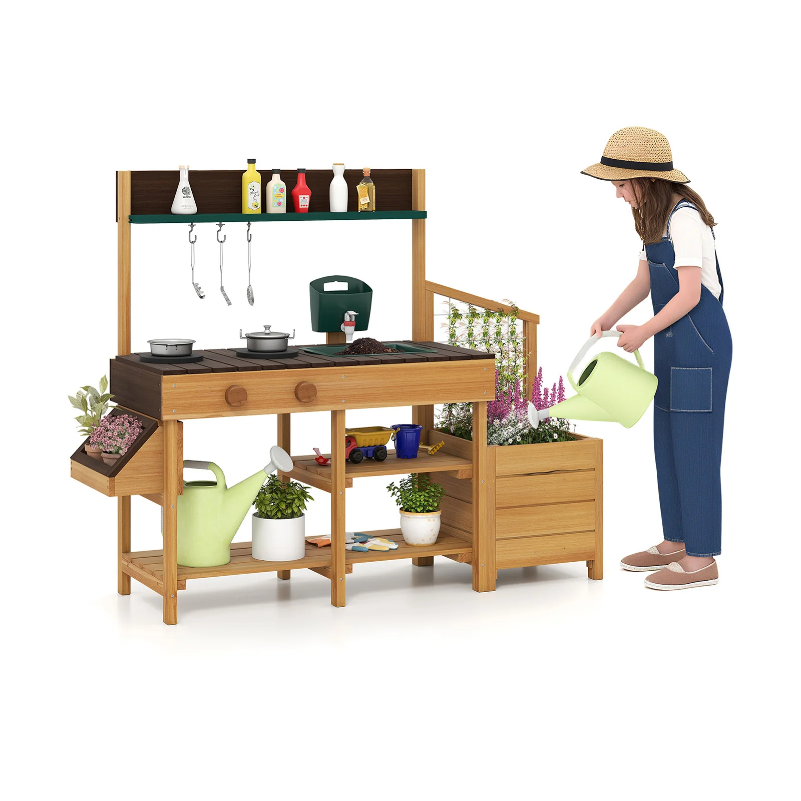 Play Kitchen for Kids Wooden Toy Kitchen Playset Pretend Mud Kitchen - Image 13
