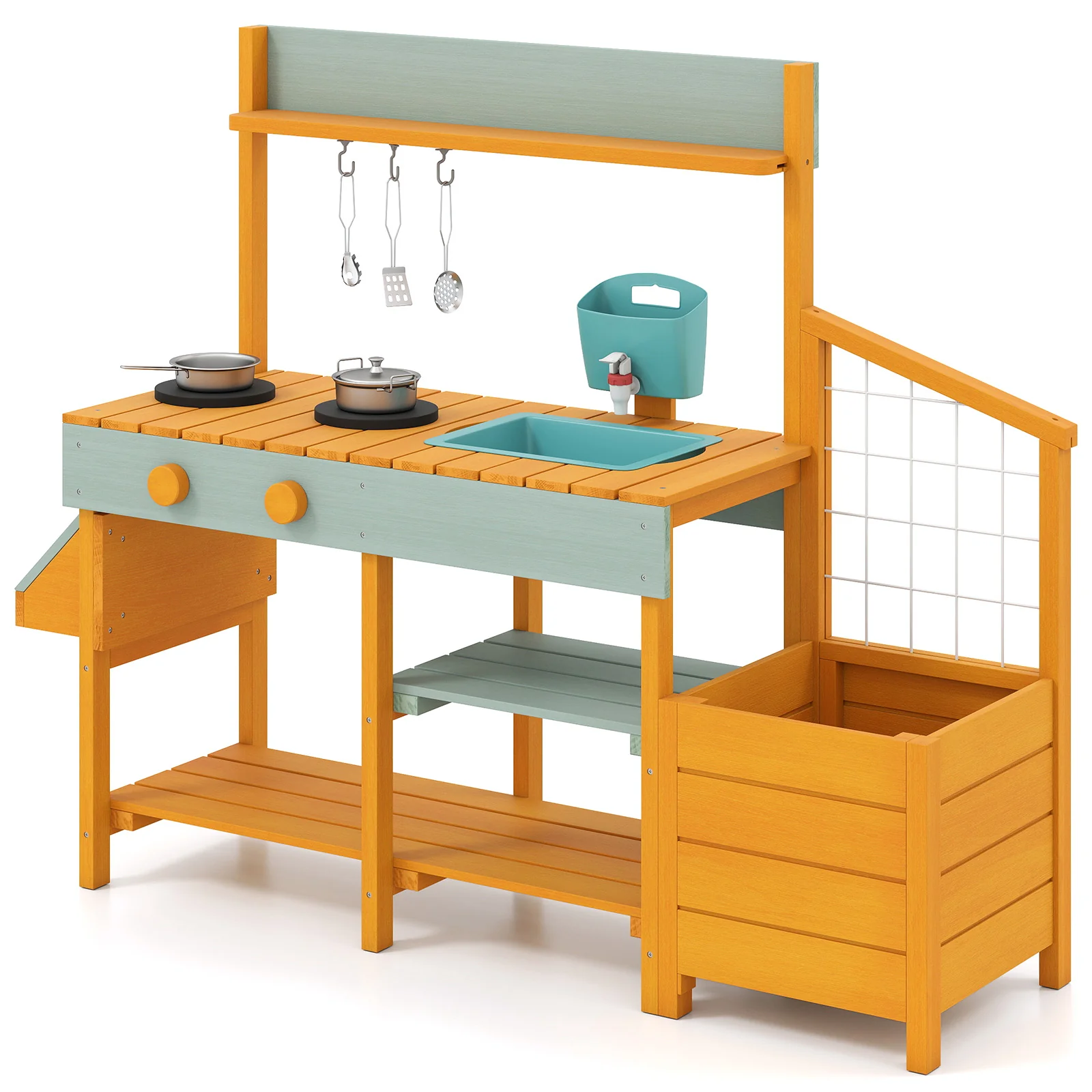 Play Kitchen for Kids Wooden Toy Kitchen Playset Pretend Mud Kitchen - Image 2