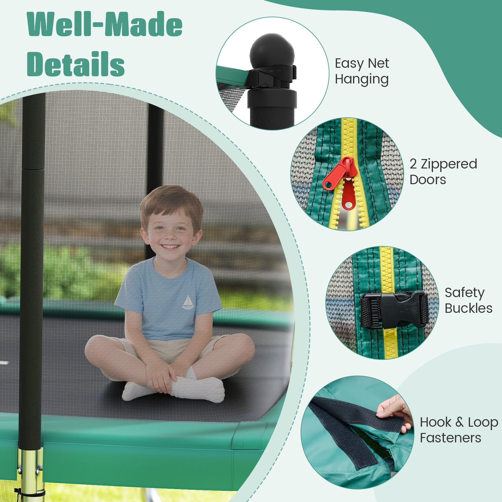 Rectangle Outdoor Trampoline 10 x 8 FT Heavy-Duty Trampoline with Basketball Hoop - Image 14