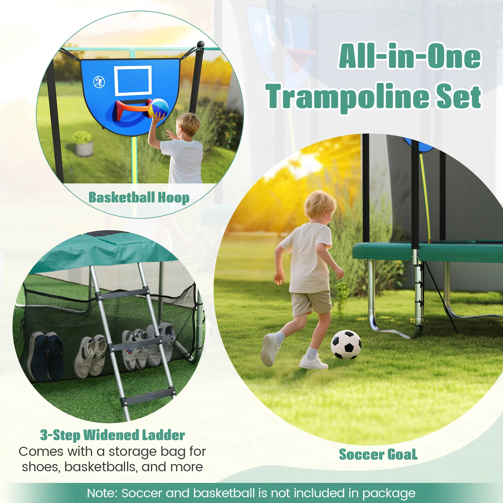 Rectangle Outdoor Trampoline 10 x 8 FT Heavy-Duty Trampoline with Basketball Hoop - Image 15