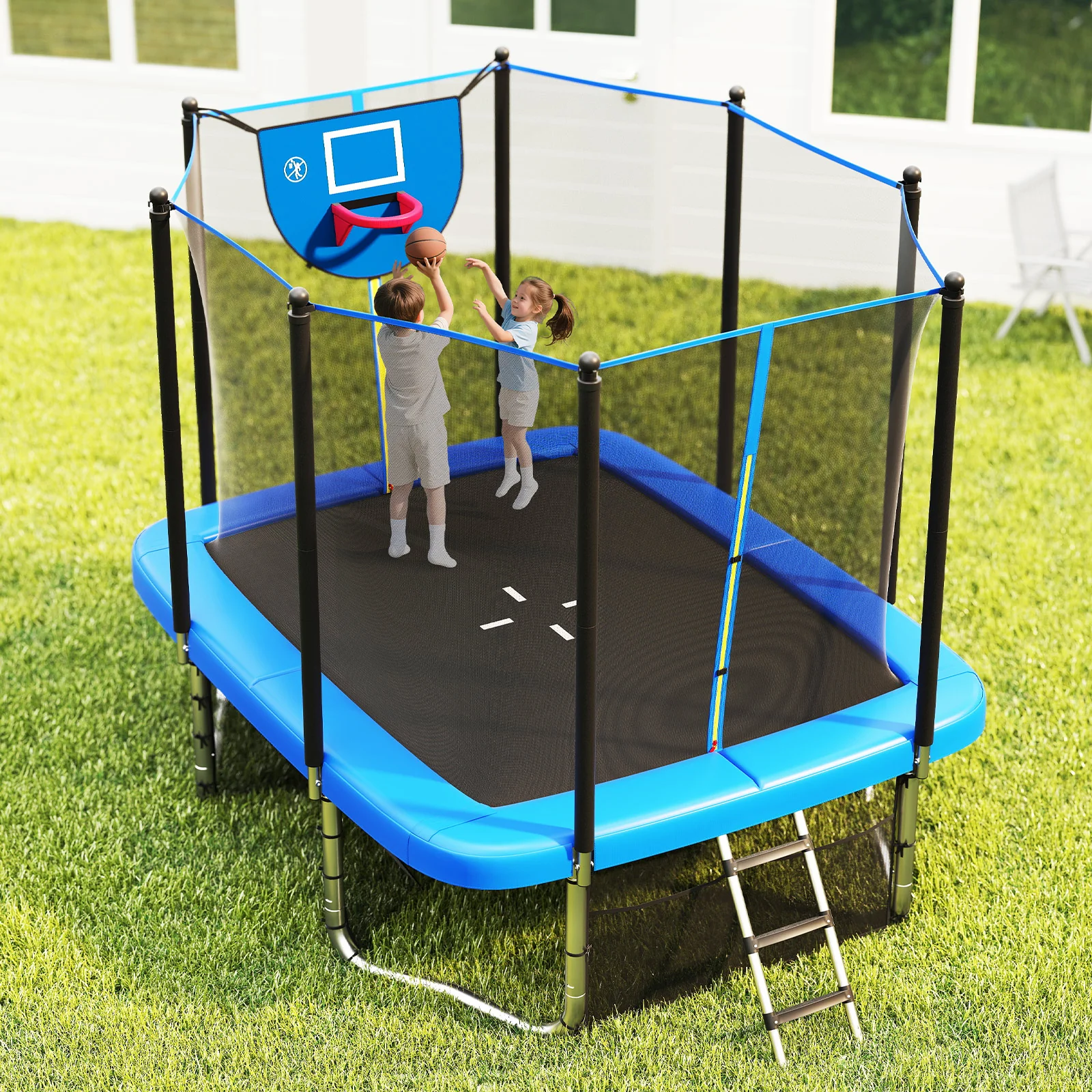 Rectangle Outdoor Trampoline 10 x 8 FT Heavy-Duty Trampoline with Basketball Hoop - Image 2