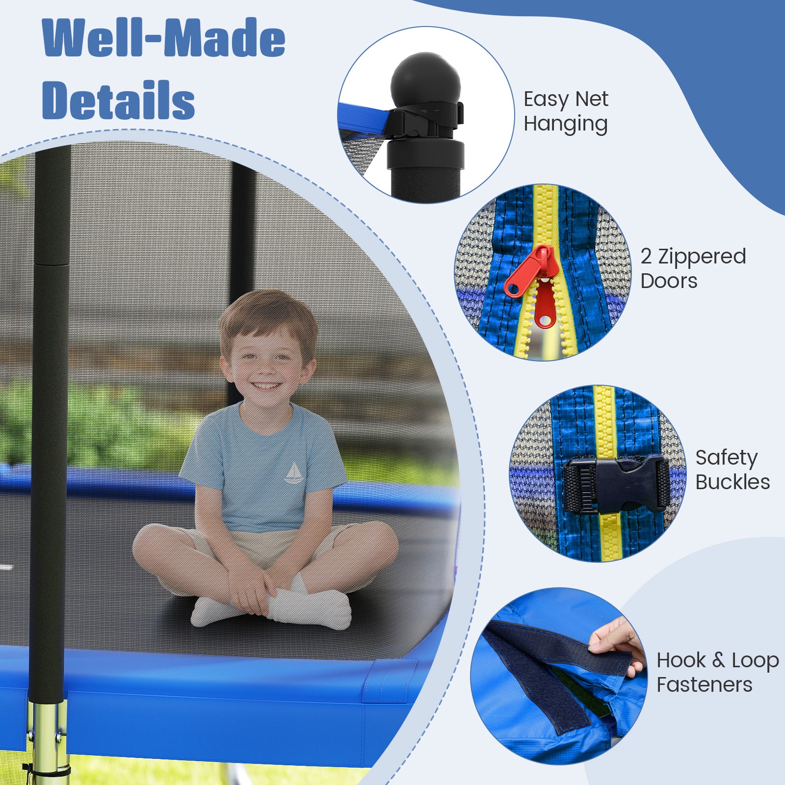 Rectangle Outdoor Trampoline 10 x 8 FT Heavy-Duty Trampoline with Basketball Hoop - Image 6