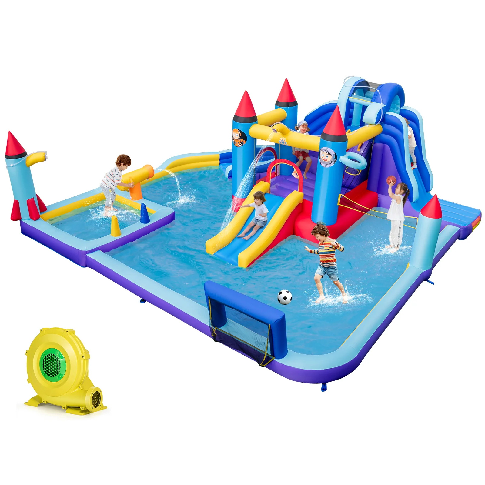 Rocket Theme Inflatable Water Slide Park with 1100W Blower - Image 2