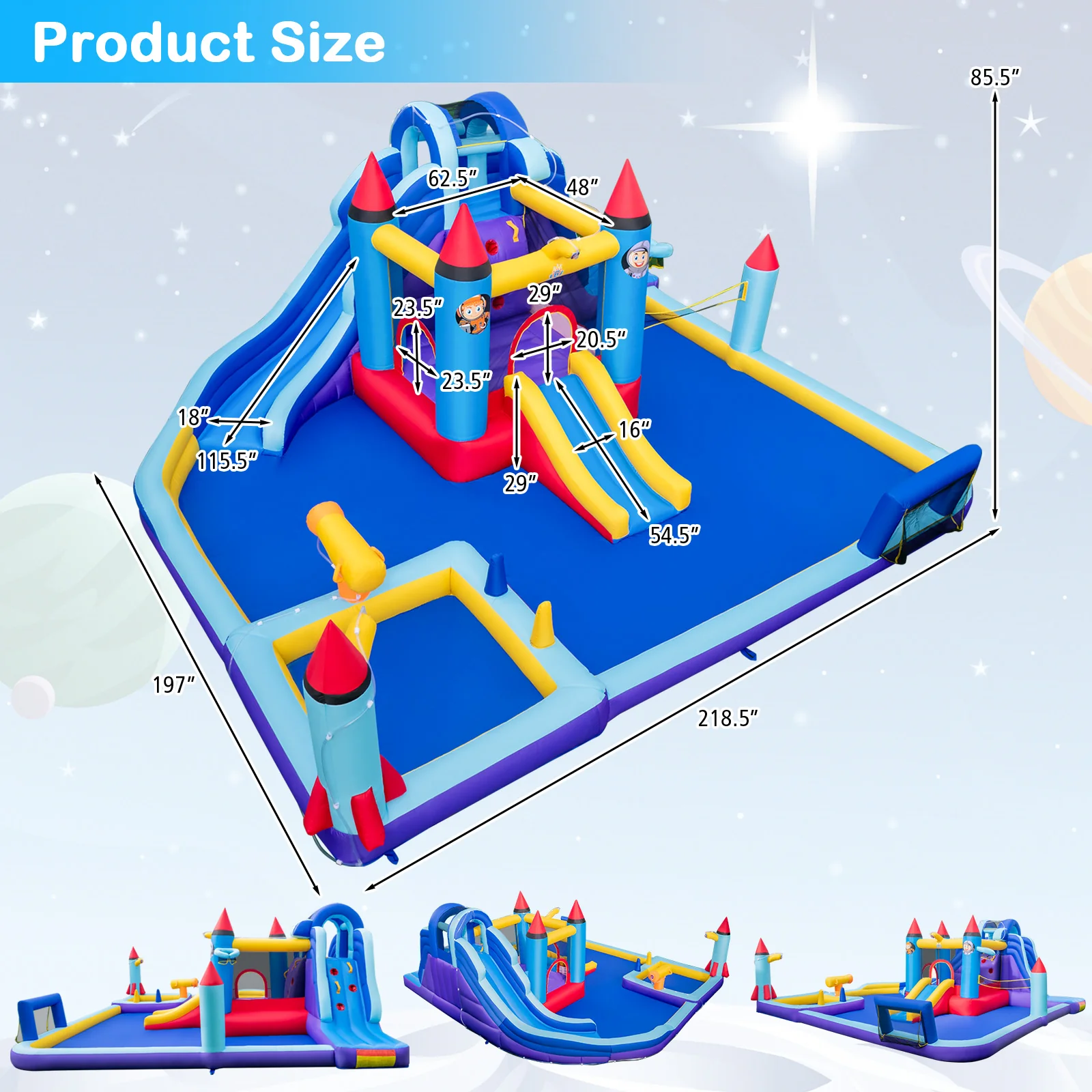 Rocket Theme Inflatable Water Slide Park with 1100W Blower - Image 4