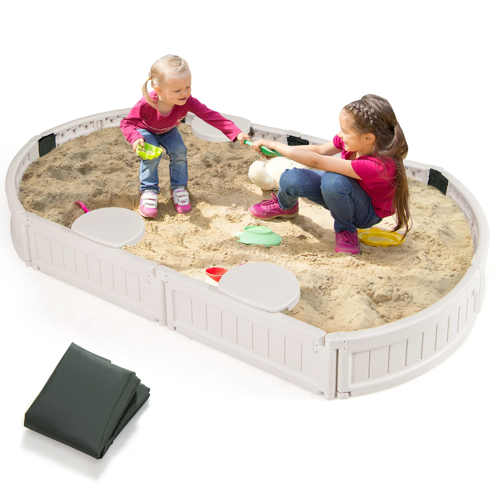 Sandbox with Built-in Corner Seat and Bottom Liner - Image 12