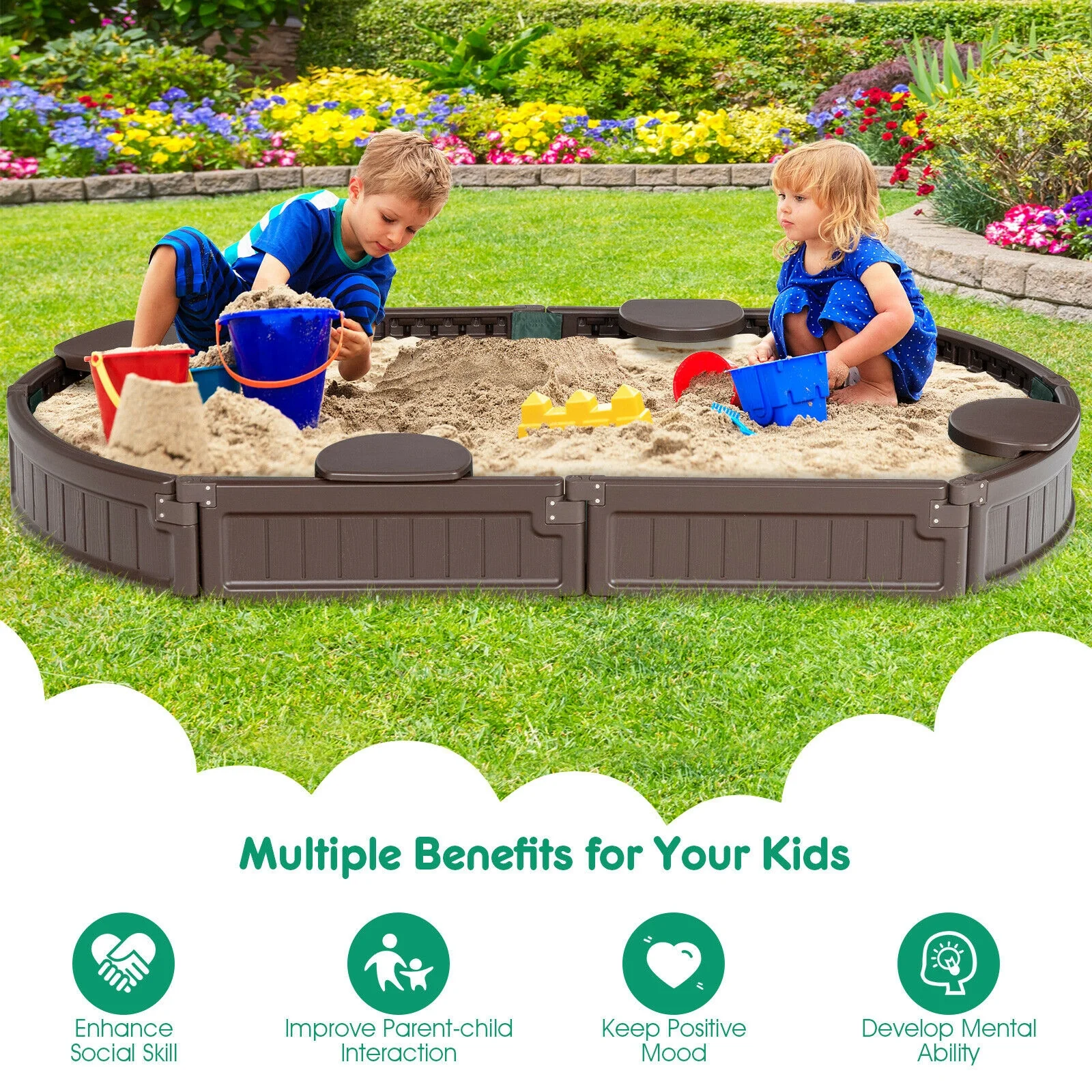 Sandbox with Built-in Corner Seat and Bottom Liner - Image 6