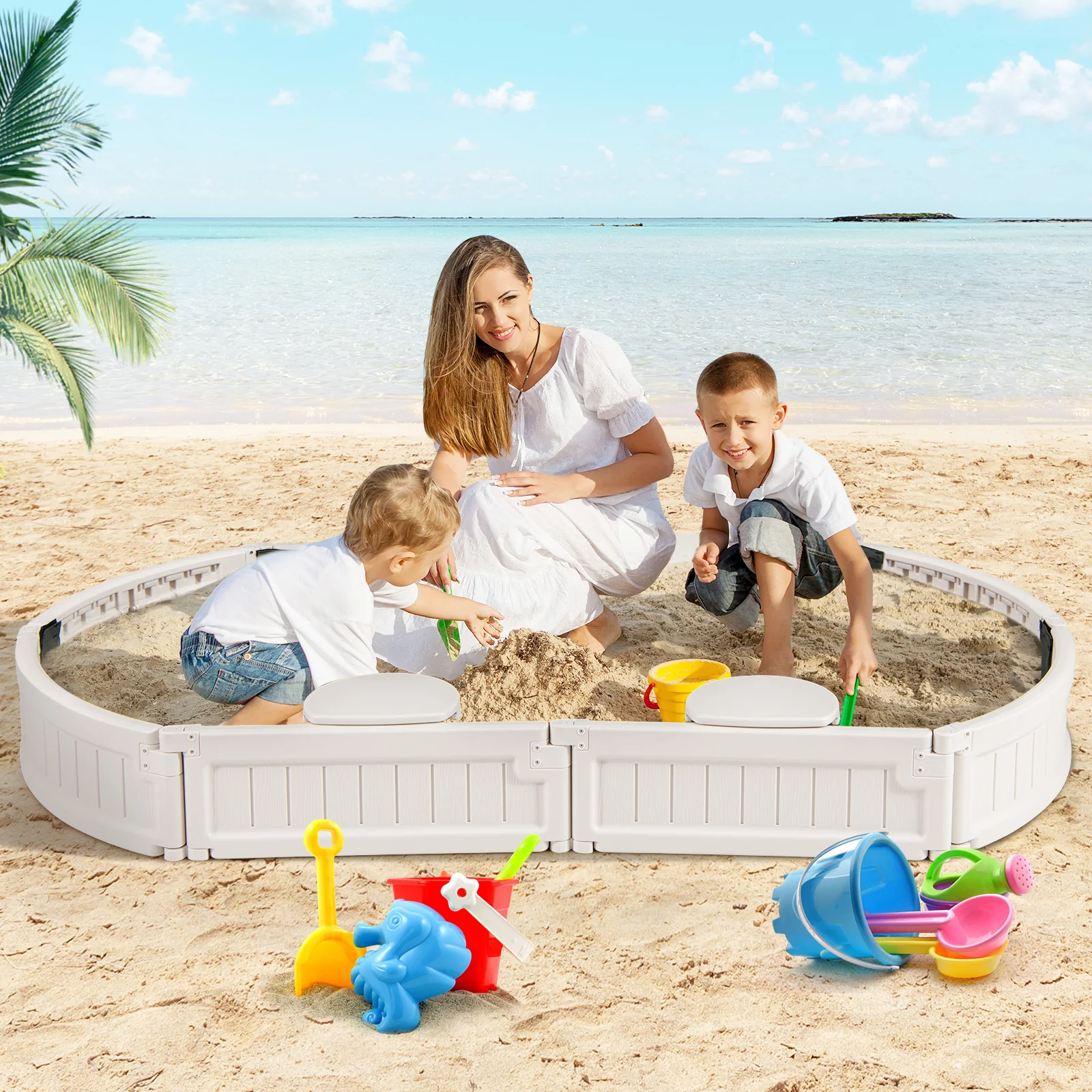 Sandbox with Built-in Corner Seat and Bottom Liner - Image 9
