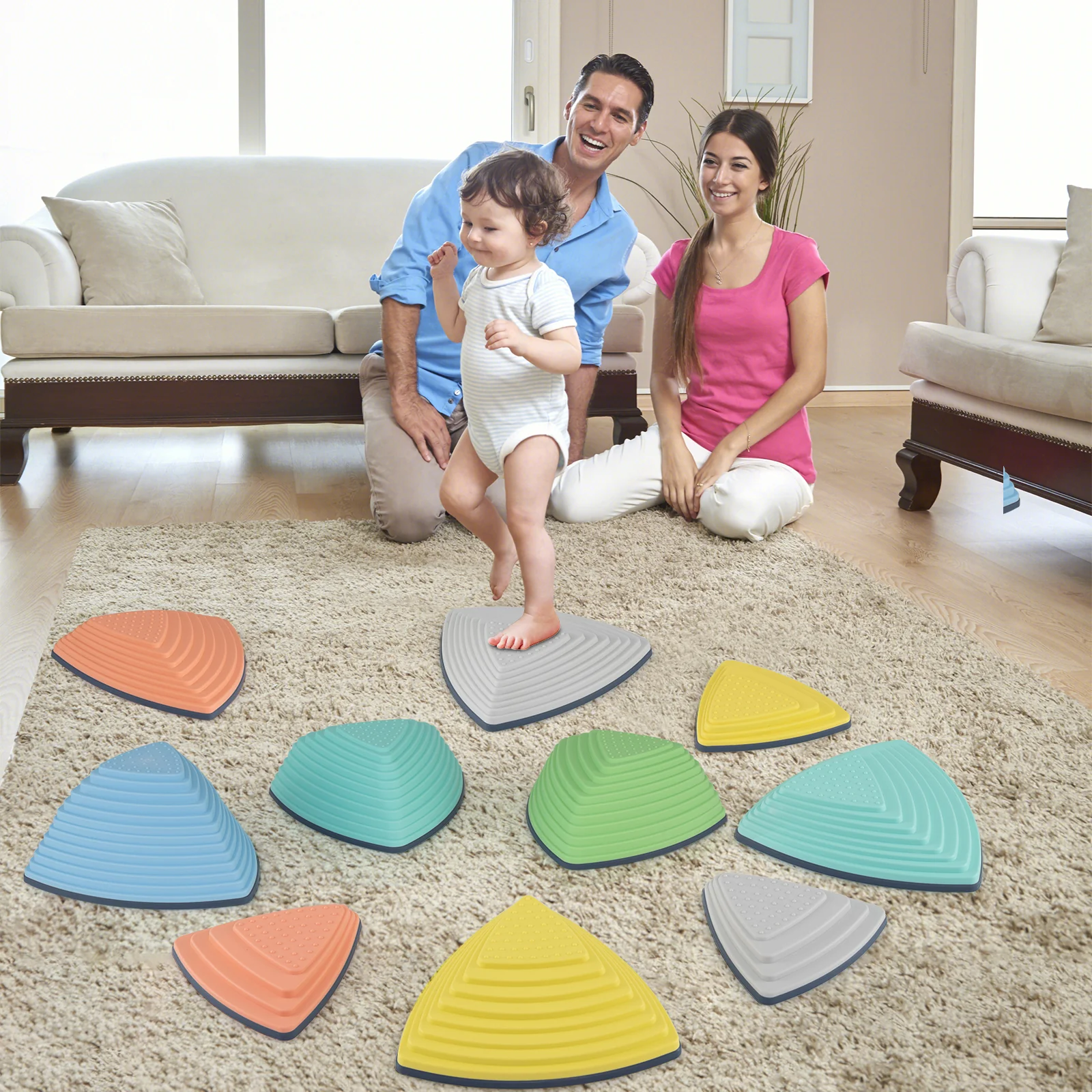 Set of 6 Stepping Stones for Kids Non-Slip Balance Stones with Storage Bag - Image 9