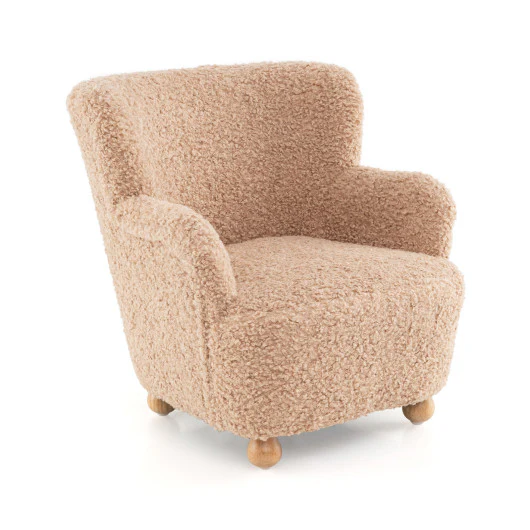 Sherpa Kids Sofa Comfy Toddler Armchair with Solid Rubber Wood Legs-Pink - Image 3