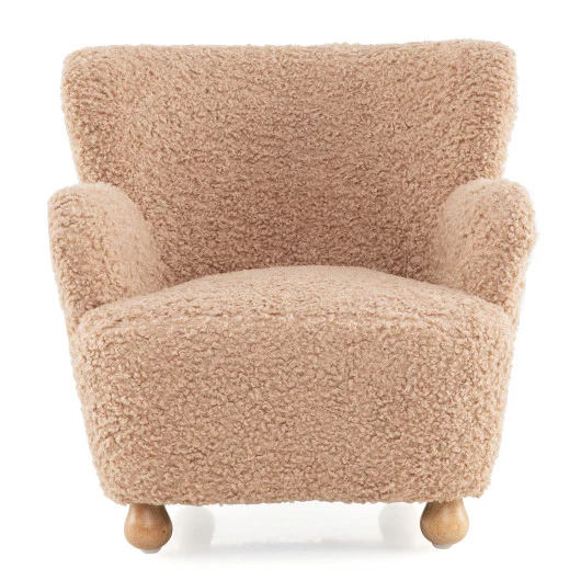 Sherpa Kids Sofa Comfy Toddler Armchair with Solid Rubber Wood Legs-Pink - Image 4