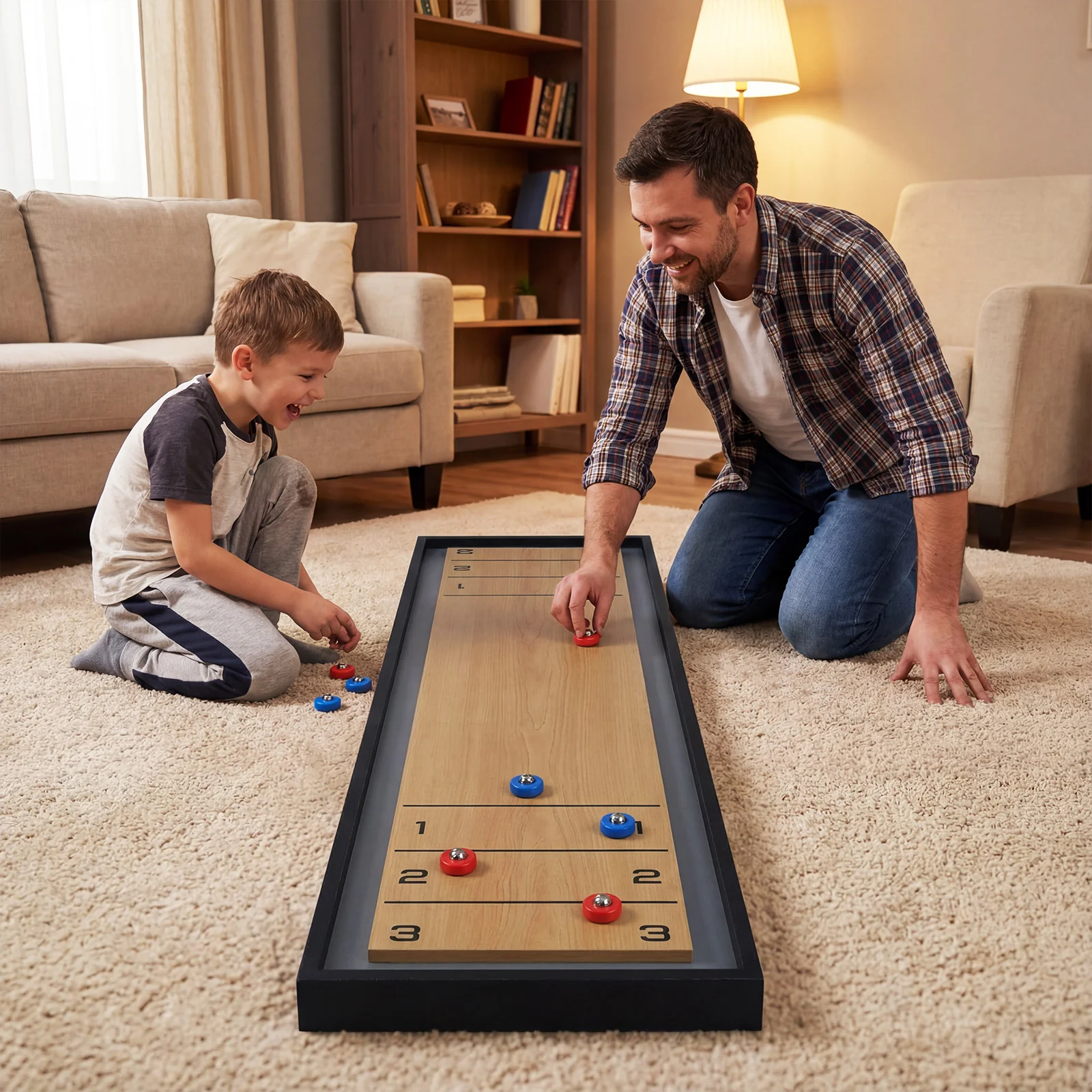Shuffleboard and Curling 2 in 1 Board Game Portable 2-Sided Tabletop Shuffle Board Game - Image 2