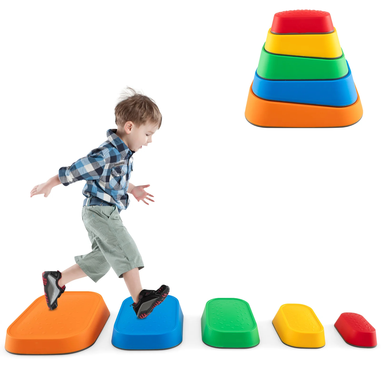 Stepping Stone for Kids 5Pcs Non-Slip Toddler River Stone Set-Multicolor - Image 2