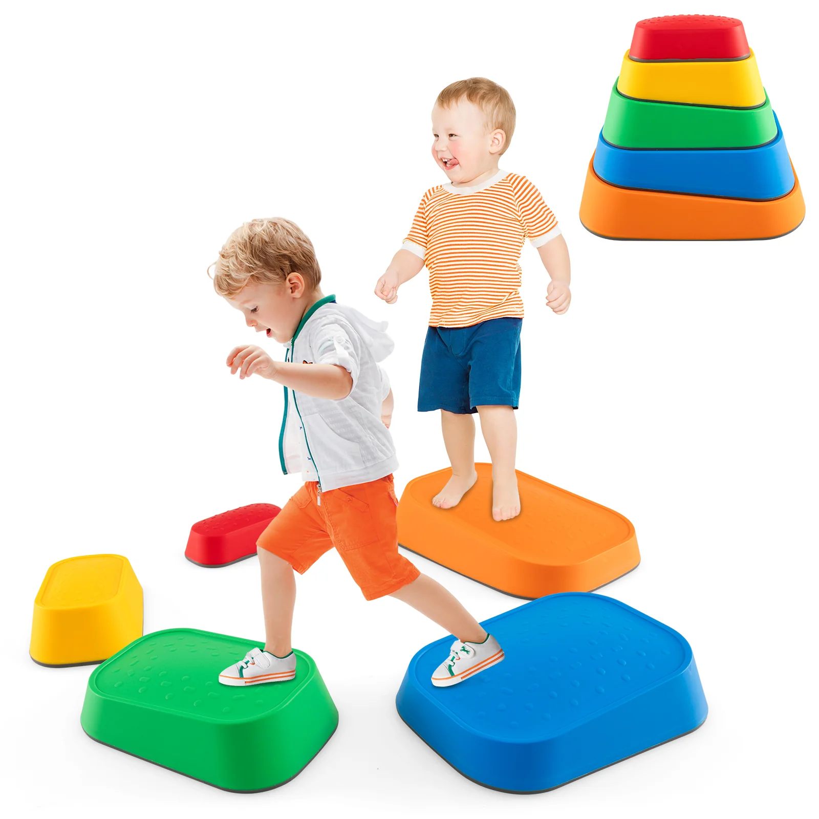 Stepping Stone for Kids 5Pcs Non-Slip Toddler River Stone Set-Multicolor - Image 3