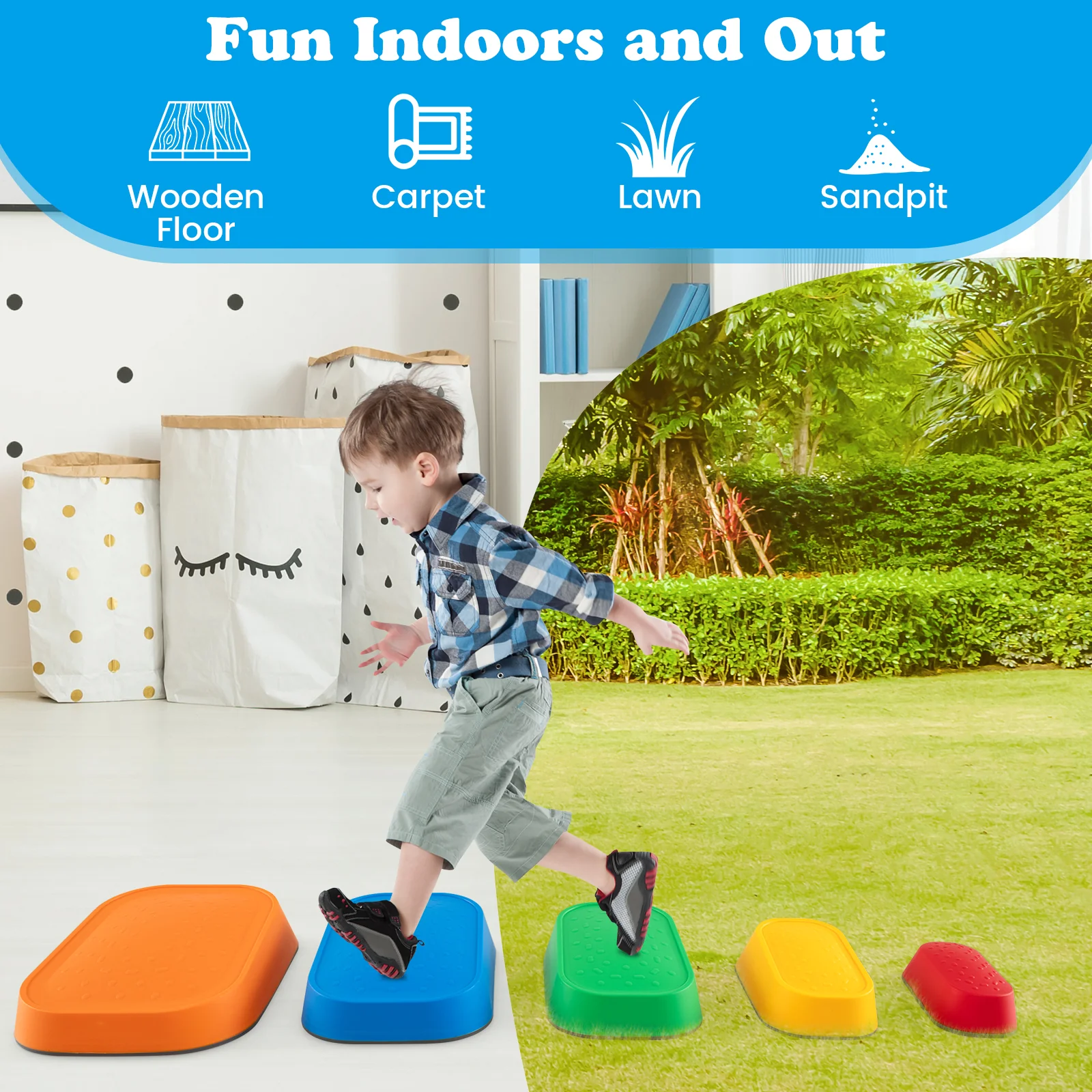 Stepping Stone for Kids 5Pcs Non-Slip Toddler River Stone Set-Multicolor - Image 7