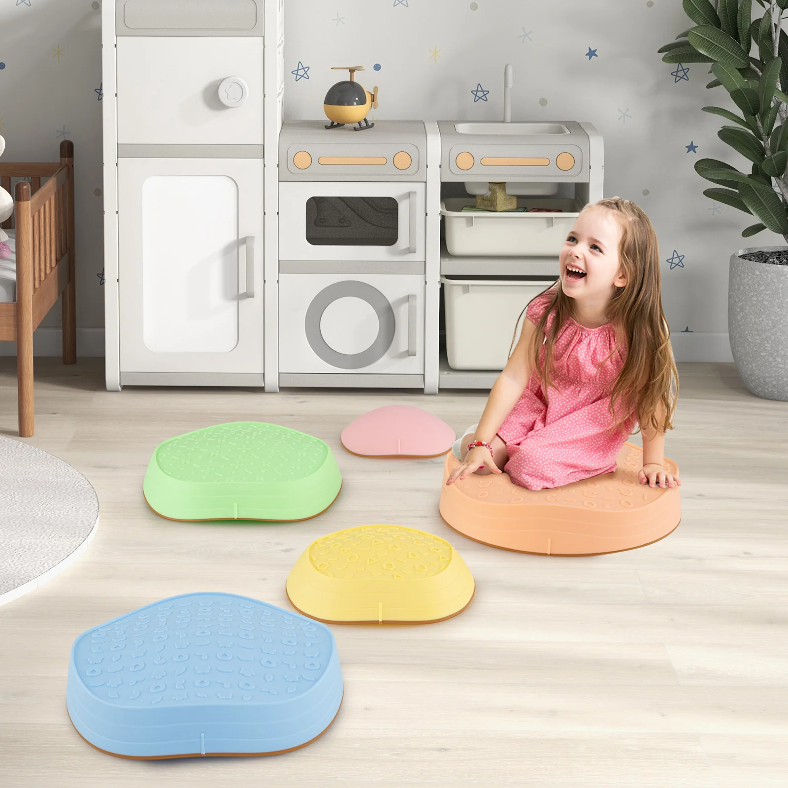 Stepping Stones for Kids 5 PCS Non-Slip Balance Stones with Storage Bag - Image 2