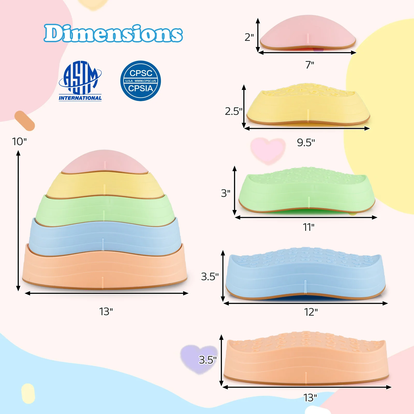Stepping Stones for Kids 5 PCS Non-Slip Balance Stones with Storage Bag - Image 4