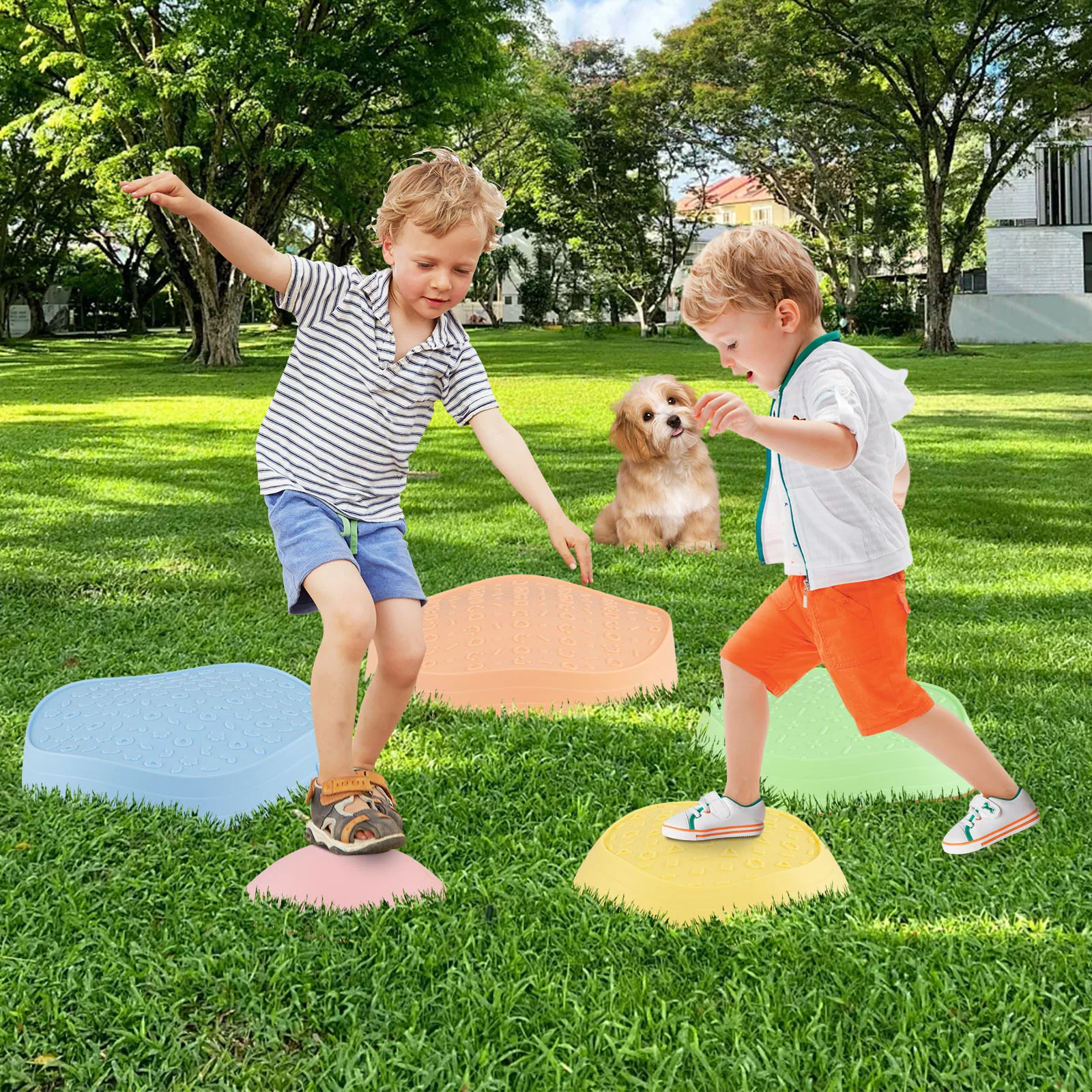 Stepping Stones for Kids 5 PCS Non-Slip Balance Stones with Storage Bag - Image 5