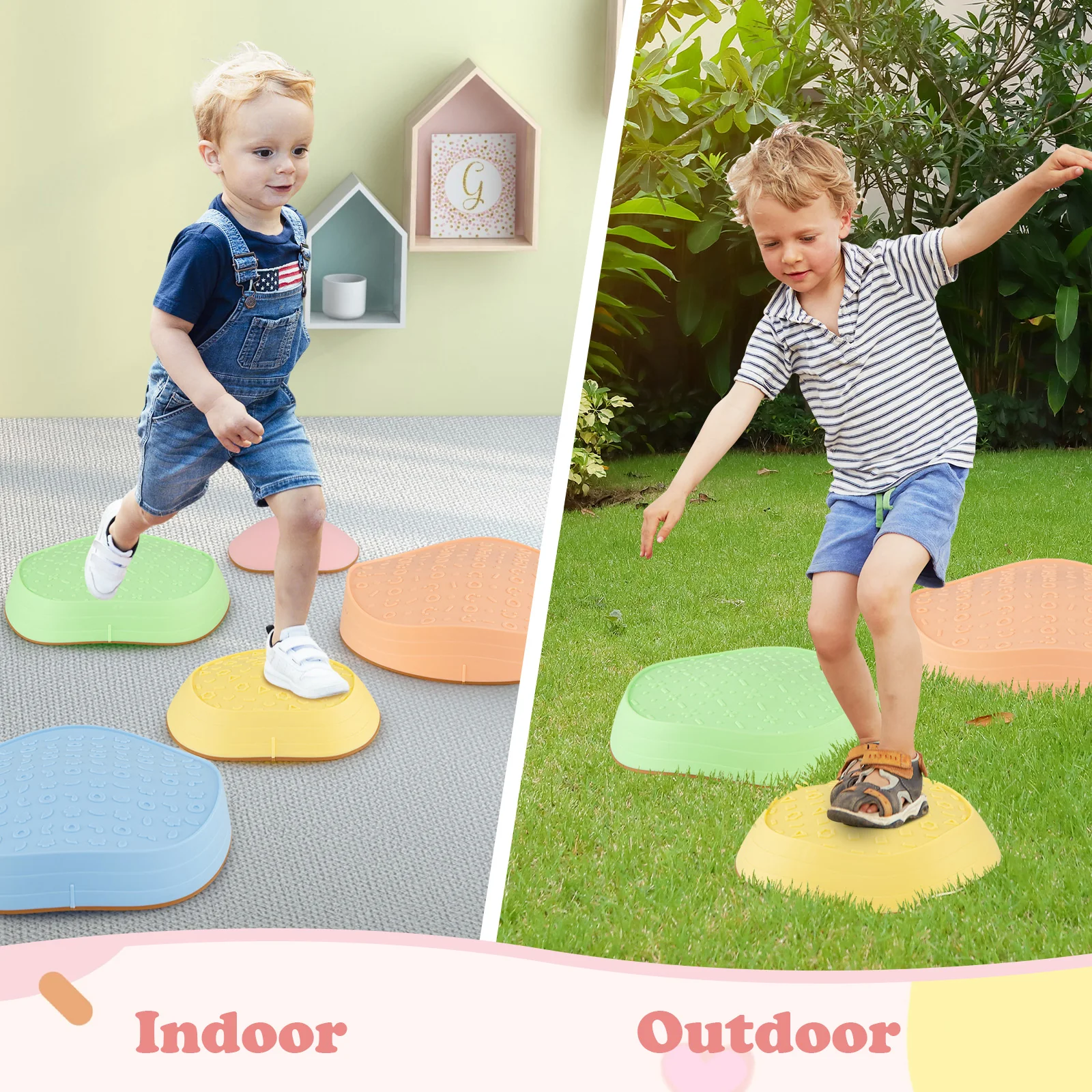 Stepping Stones for Kids 5 PCS Non-Slip Balance Stones with Storage Bag - Image 8