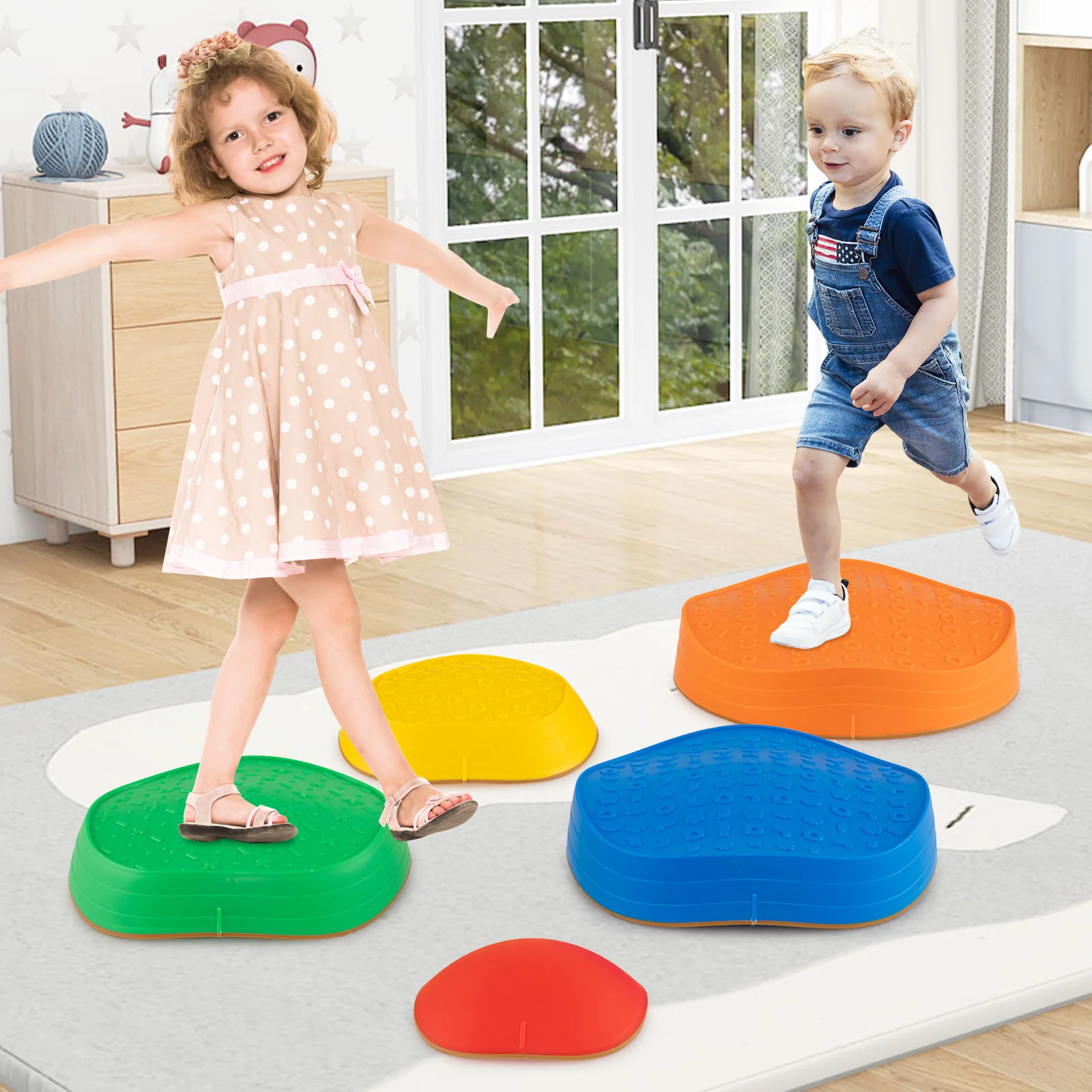 Stepping Stones for Kids 5 PCS Non-Slip Balance Stones with Storage Bag - Image 9