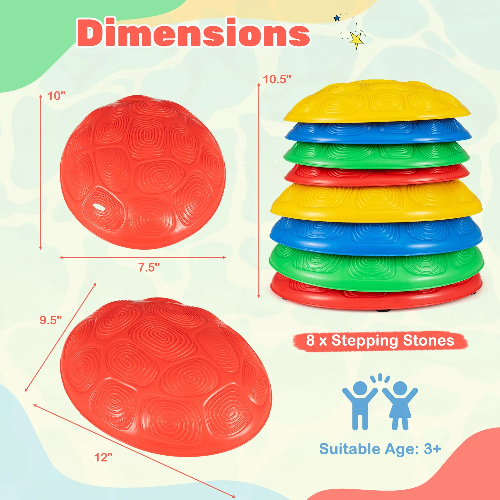Stepping Stones for Kids 8 PCS Non-Slip Toddler Stepping Stones Balance Sensory Toys-Multicolor - Image 4