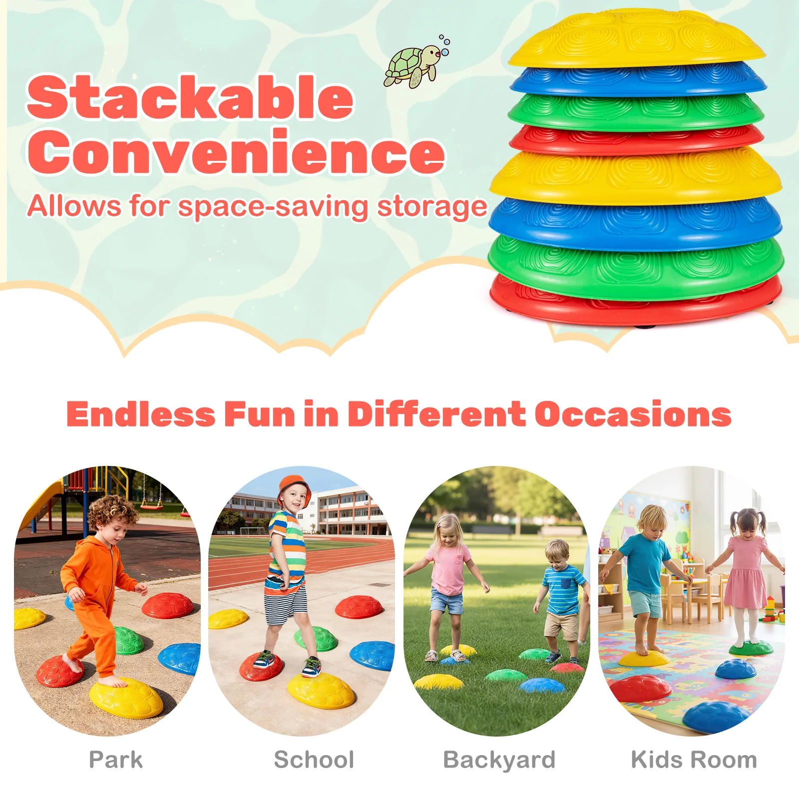 Stepping Stones for Kids 8 PCS Non-Slip Toddler Stepping Stones Balance Sensory Toys-Multicolor - Image 8