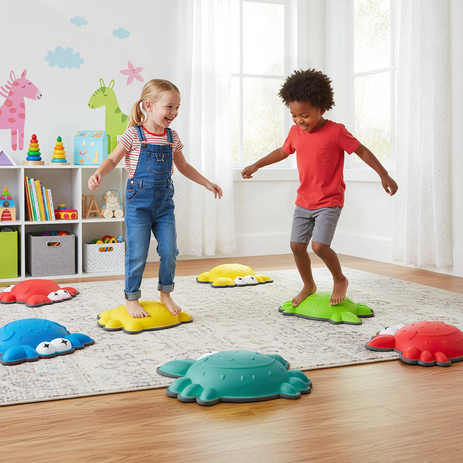 Stepping Stones for Kids 9 Pieces Non-Slip Toddler Stepping Stones Balance Sensory Toys-Multicolor - Image 2
