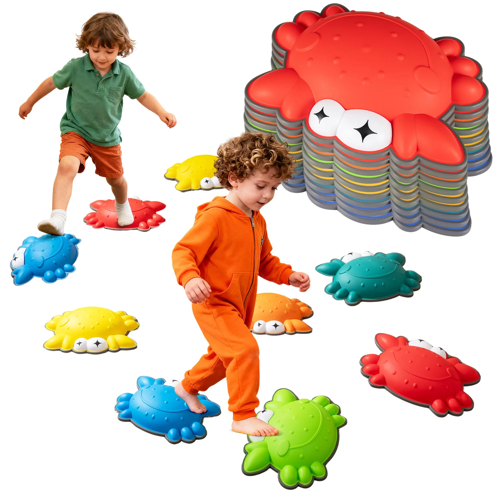 Stepping Stones for Kids 9 Pieces Non-Slip Toddler Stepping Stones Balance Sensory Toys-Multicolor - Image 3