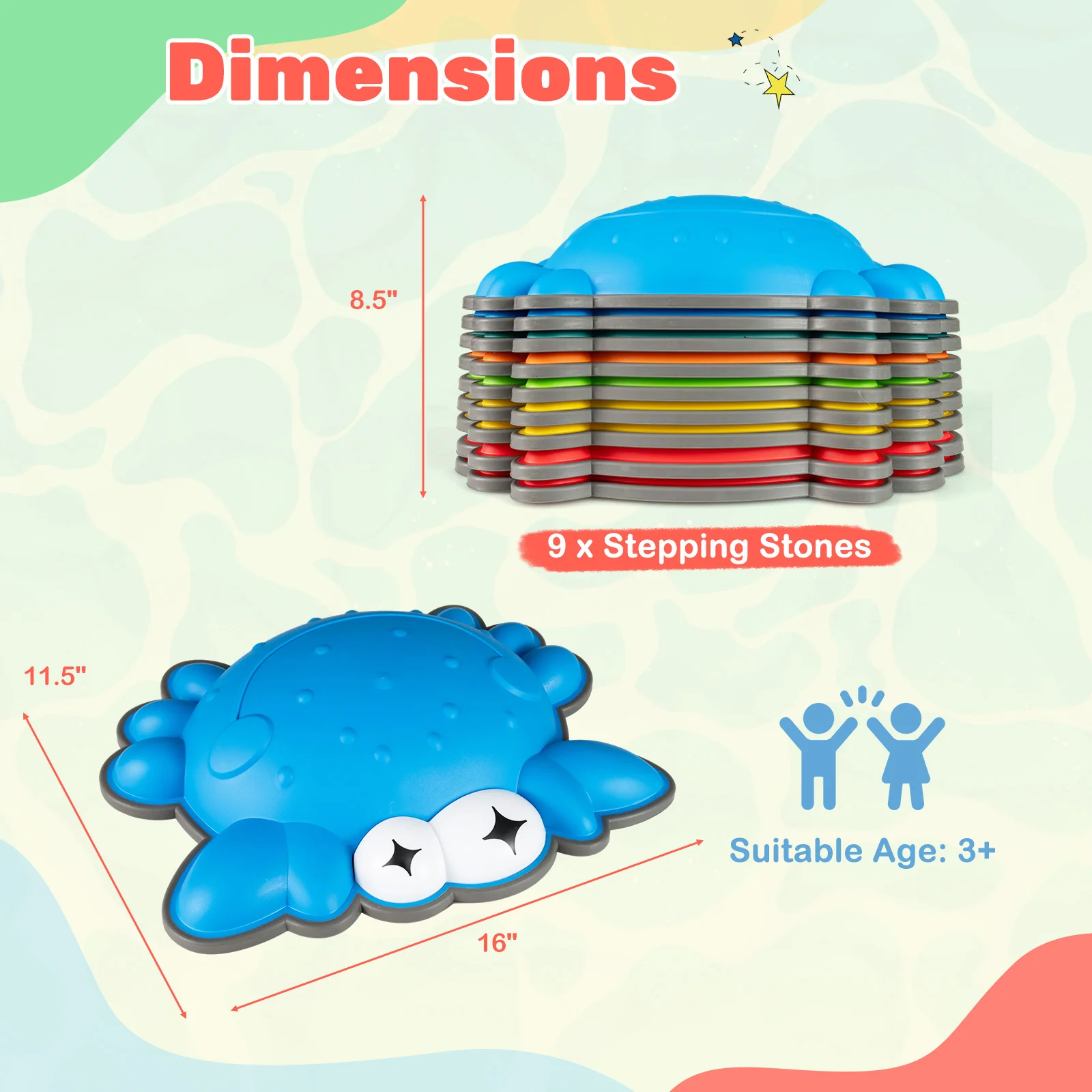 Stepping Stones for Kids 9 Pieces Non-Slip Toddler Stepping Stones Balance Sensory Toys-Multicolor - Image 4