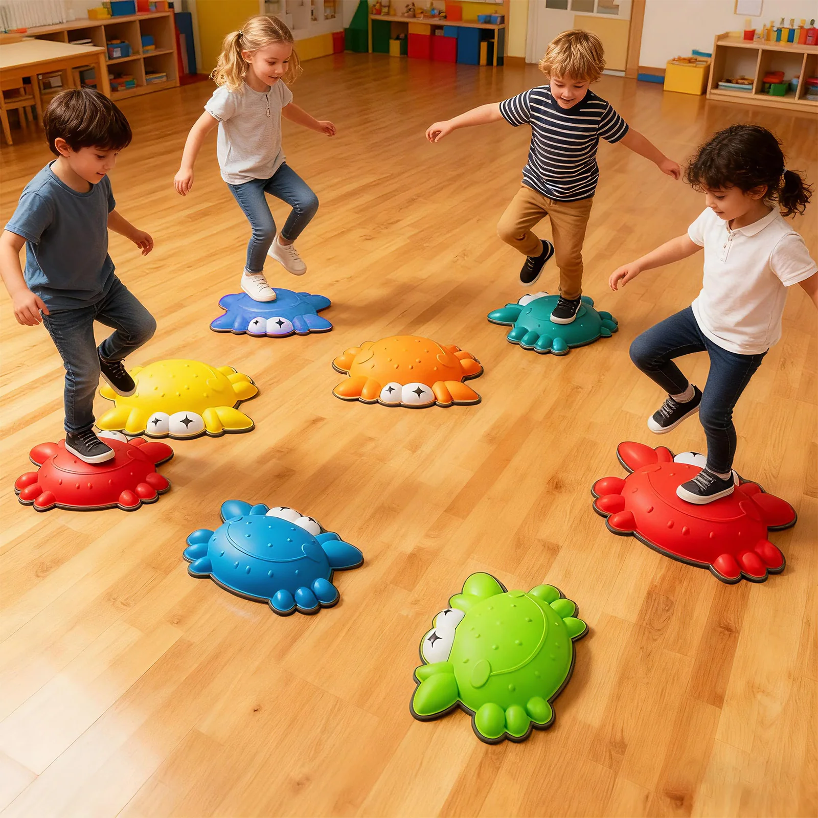 Stepping Stones for Kids 9 Pieces Non-Slip Toddler Stepping Stones Balance Sensory Toys-Multicolor - Image 5