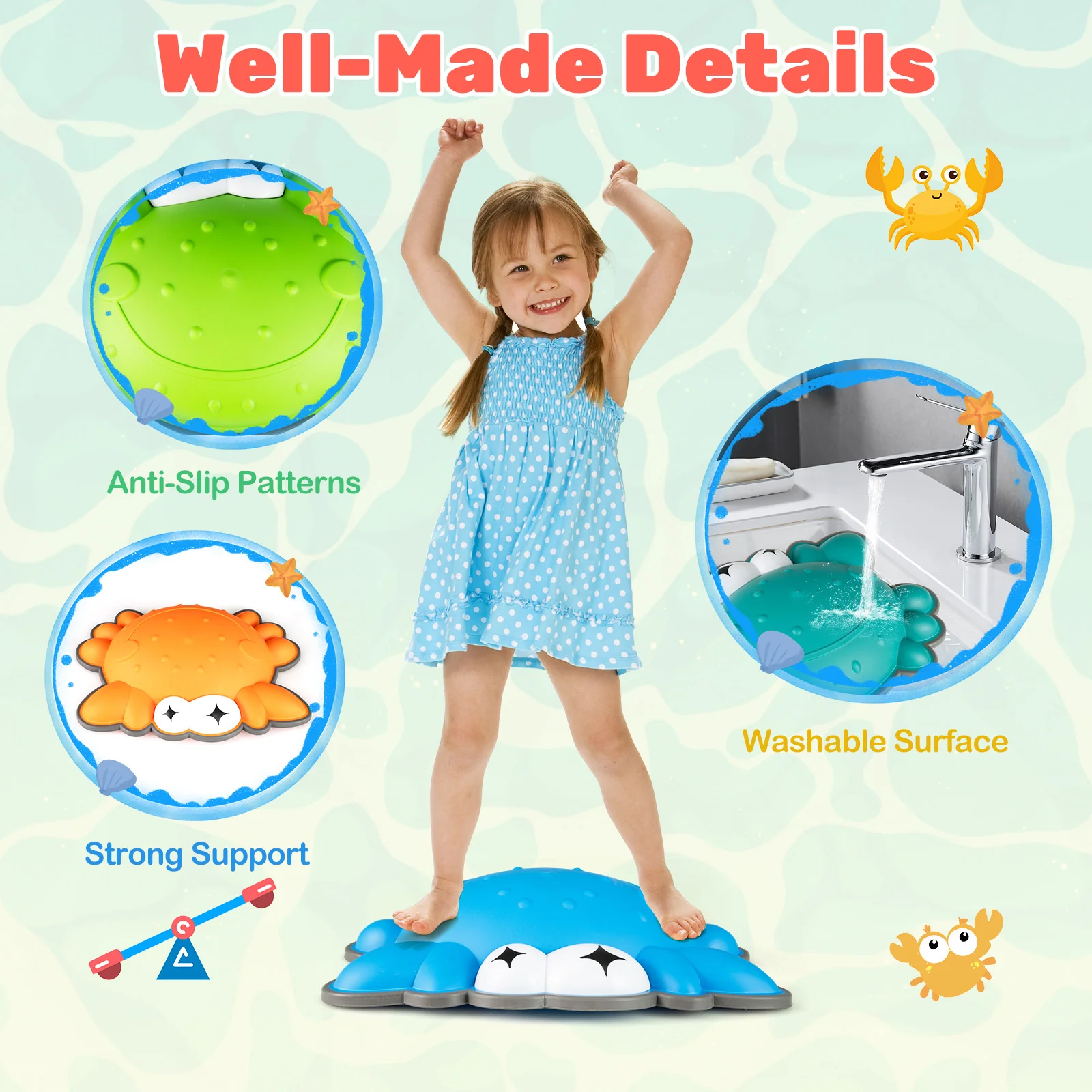 Stepping Stones for Kids 9 Pieces Non-Slip Toddler Stepping Stones Balance Sensory Toys-Multicolor - Image 7