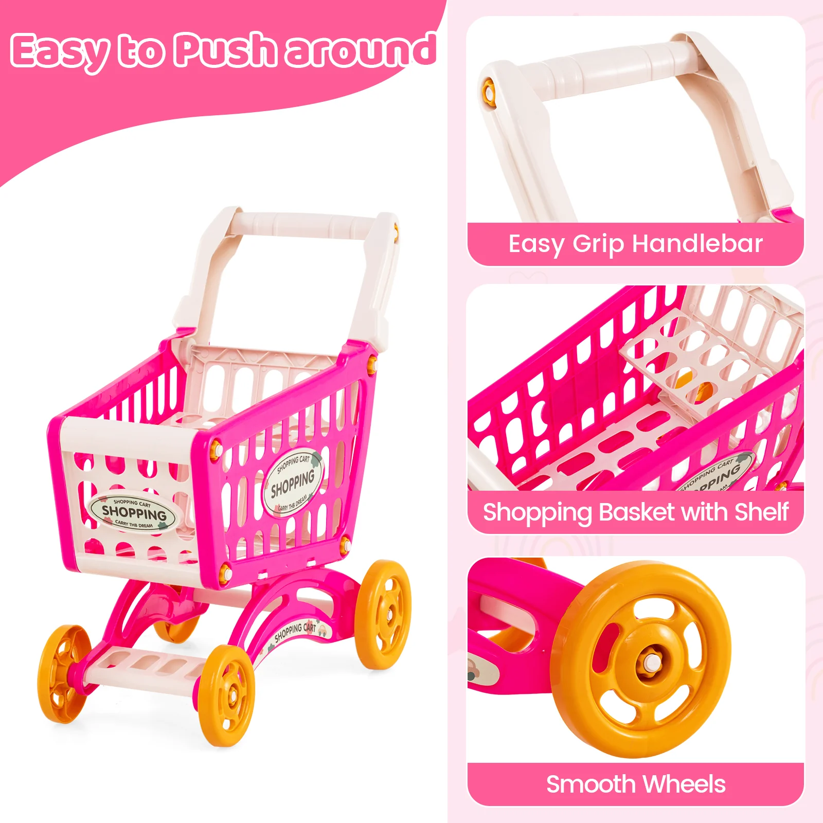 Supermarket Playset for Kids 76 PCS Pretend Play Grocery Store Set with Shopping Cart - Image 16