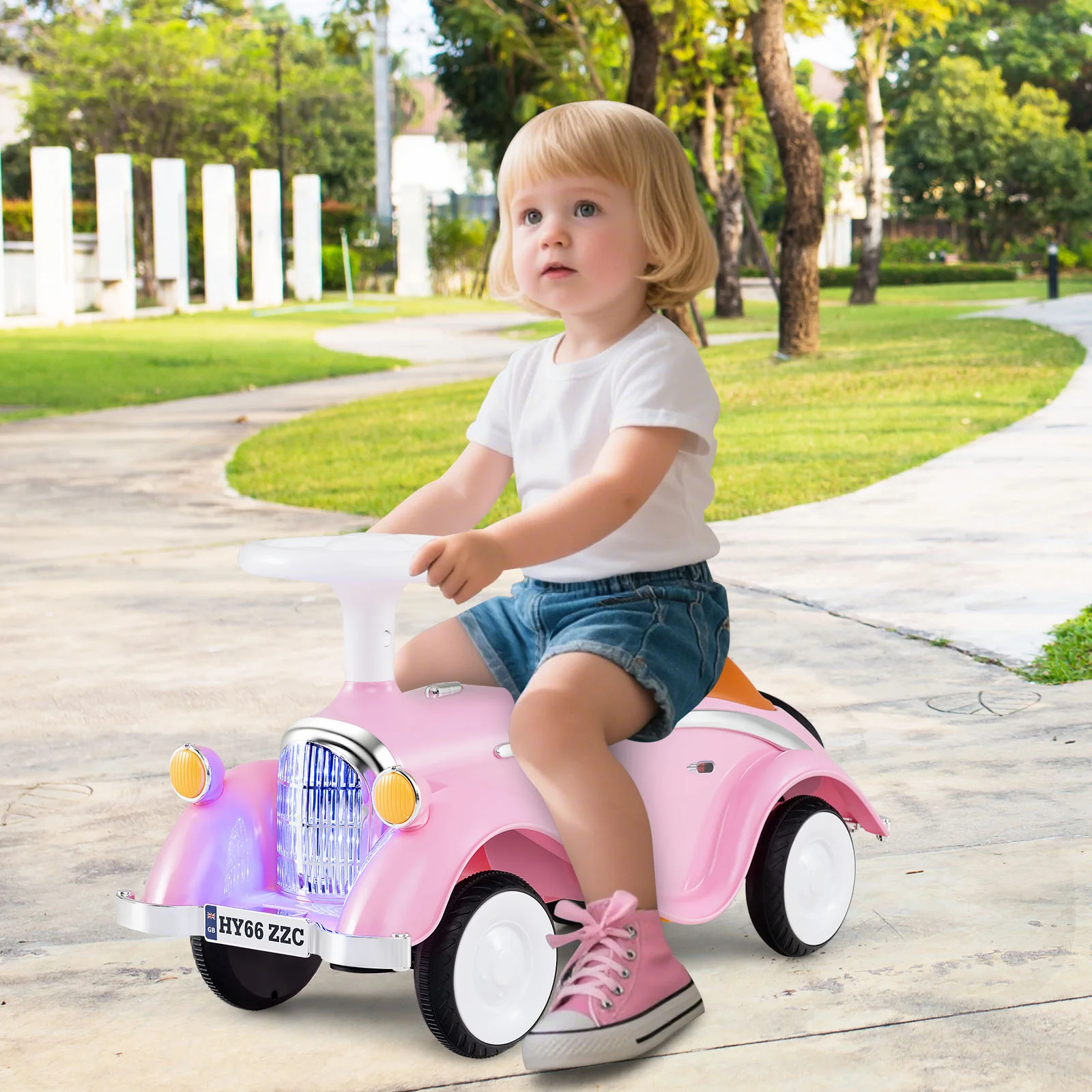 Toddler Ride on Toy Classic Sliding Car with Horn and LED Headlight - Image 10