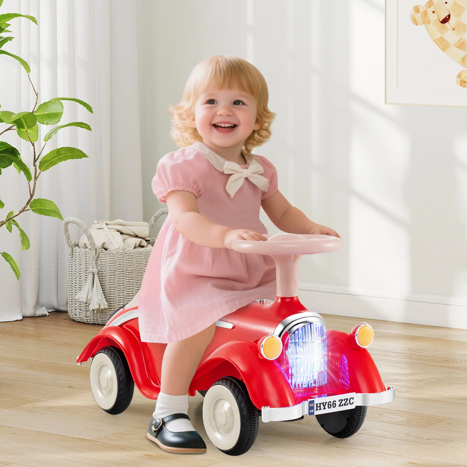 Toddler Ride on Toy Classic Sliding Car with Horn and LED Headlight - Image 18
