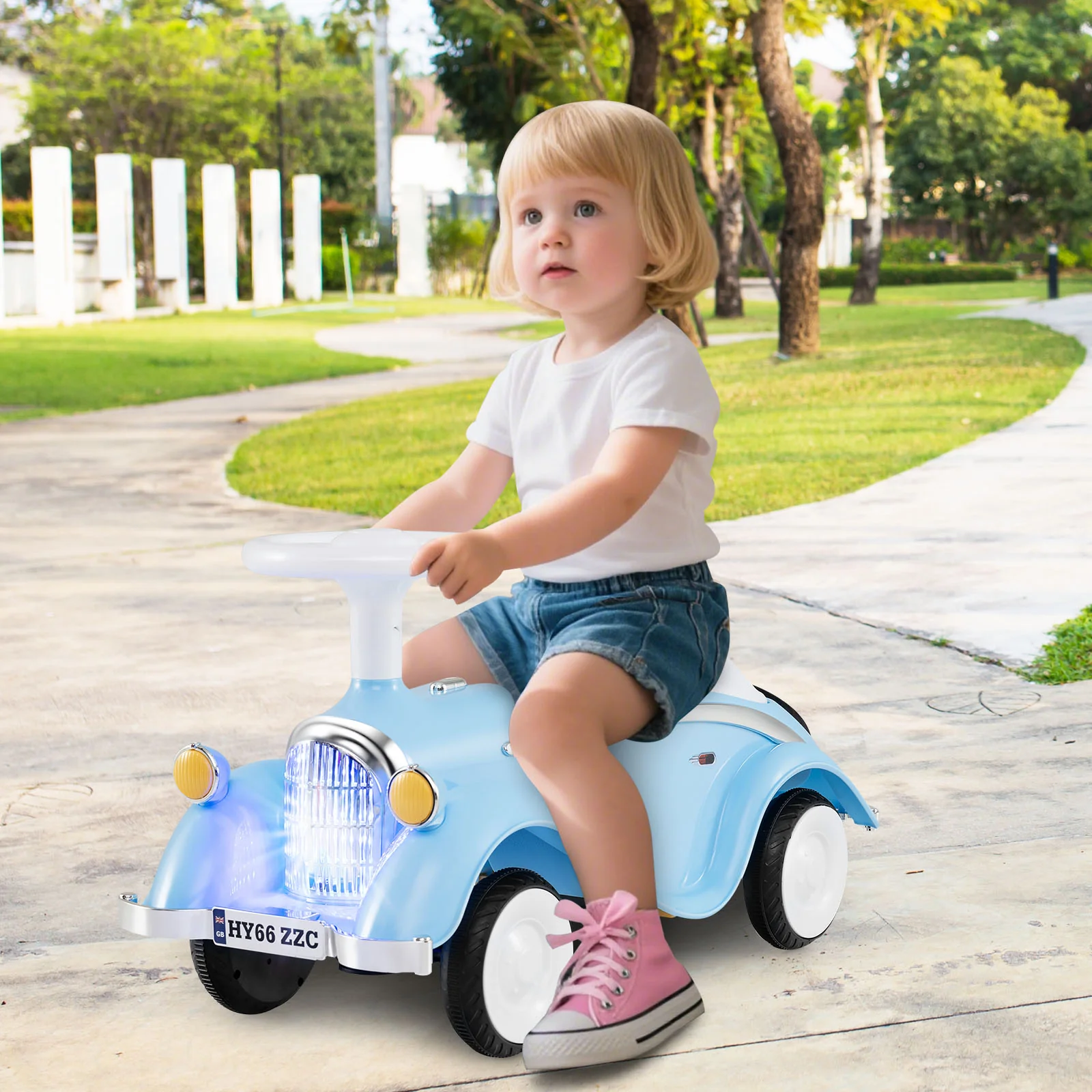 Toddler Ride on Toy Classic Sliding Car with Horn and LED Headlight - Image 2