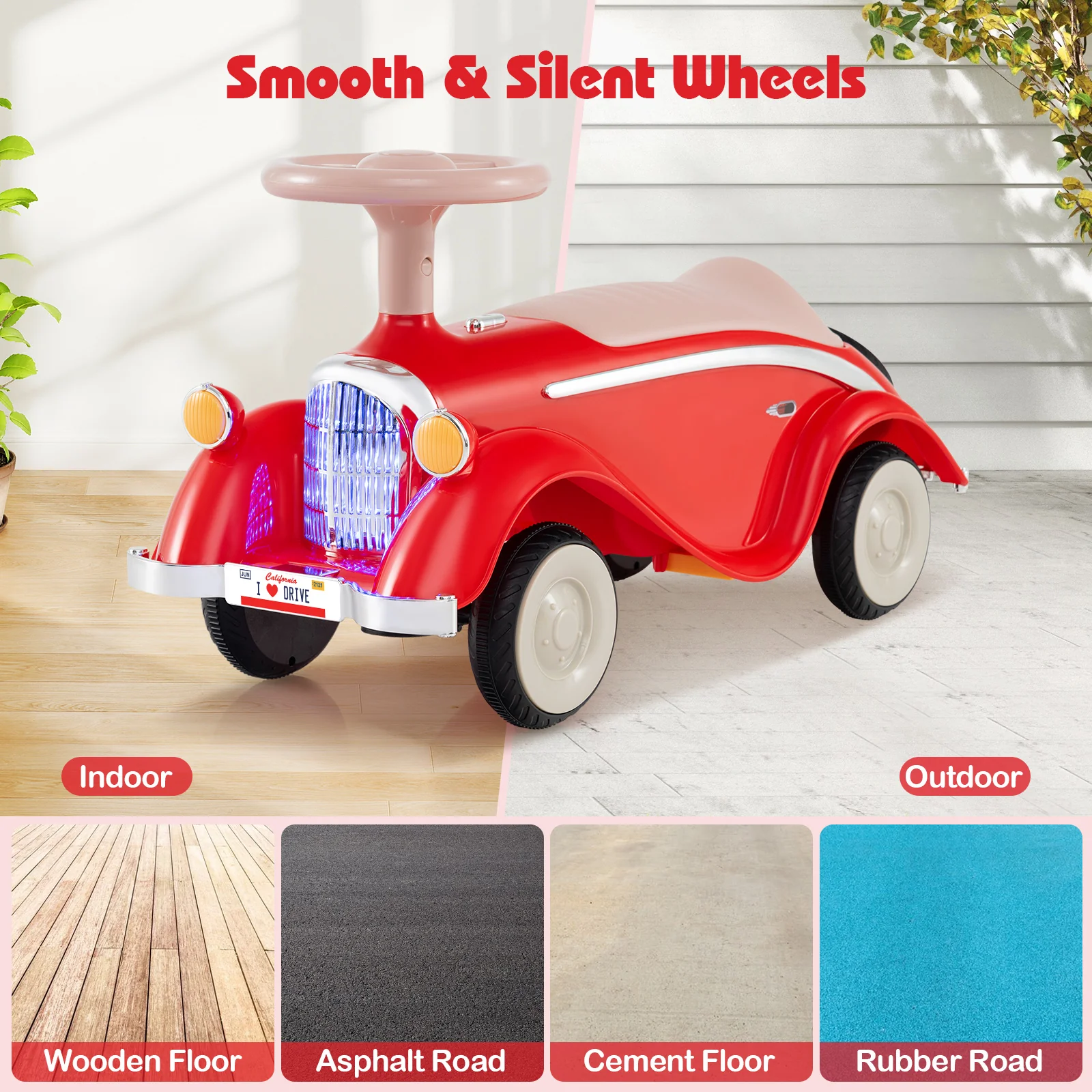 Toddler Ride on Toy Classic Sliding Car with Horn and LED Headlight - Image 24