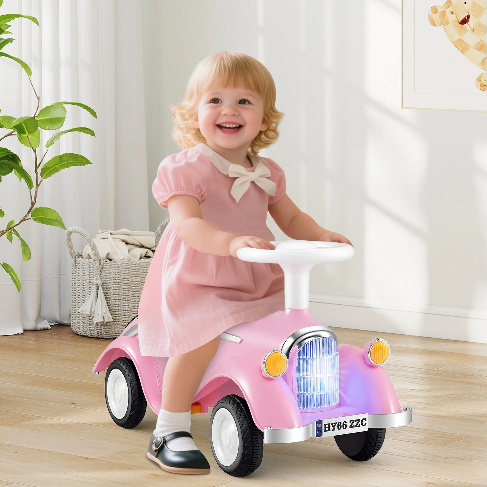Toddler Ride on Toy Classic Sliding Car with Horn and LED Headlight - Image 9