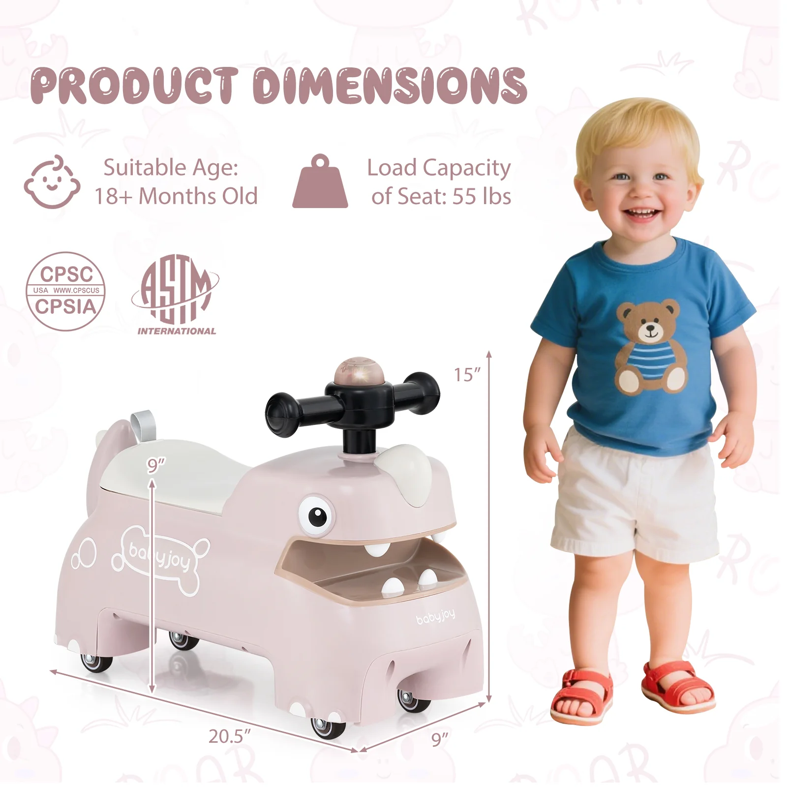 Toddler Ride on Toy Walking Sliding Car with Lights and Music - Image 12