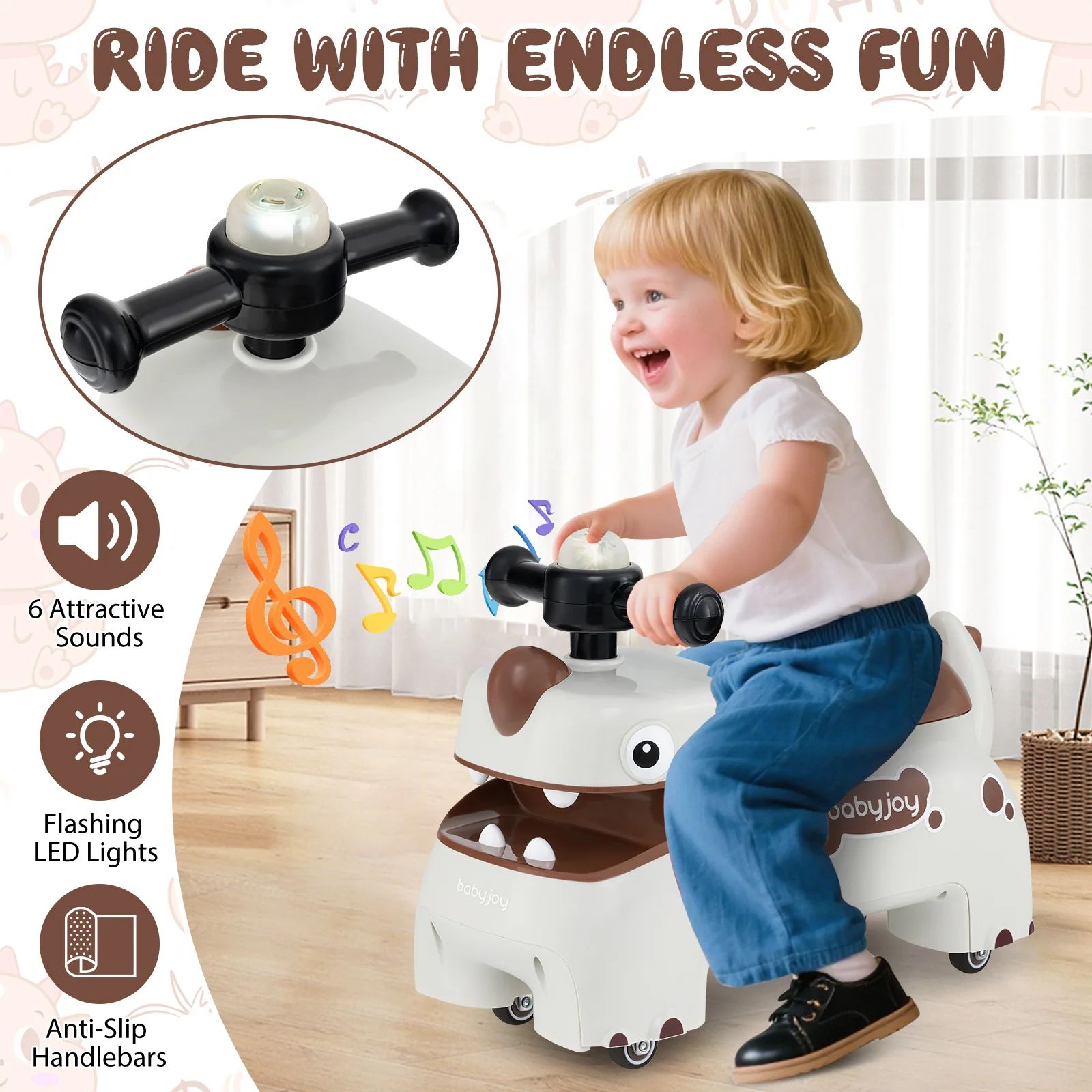 Toddler Ride on Toy Walking Sliding Car with Lights and Music - Image 31