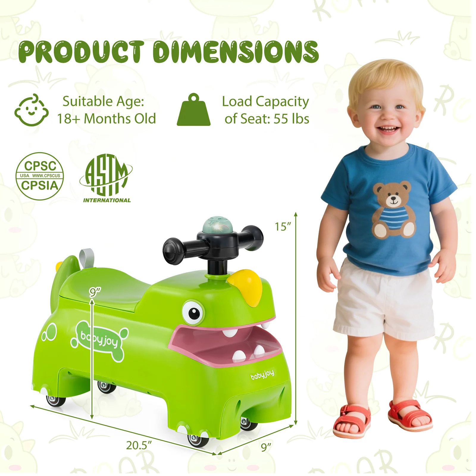 Toddler Ride on Toy Walking Sliding Car with Lights and Music - Image 4