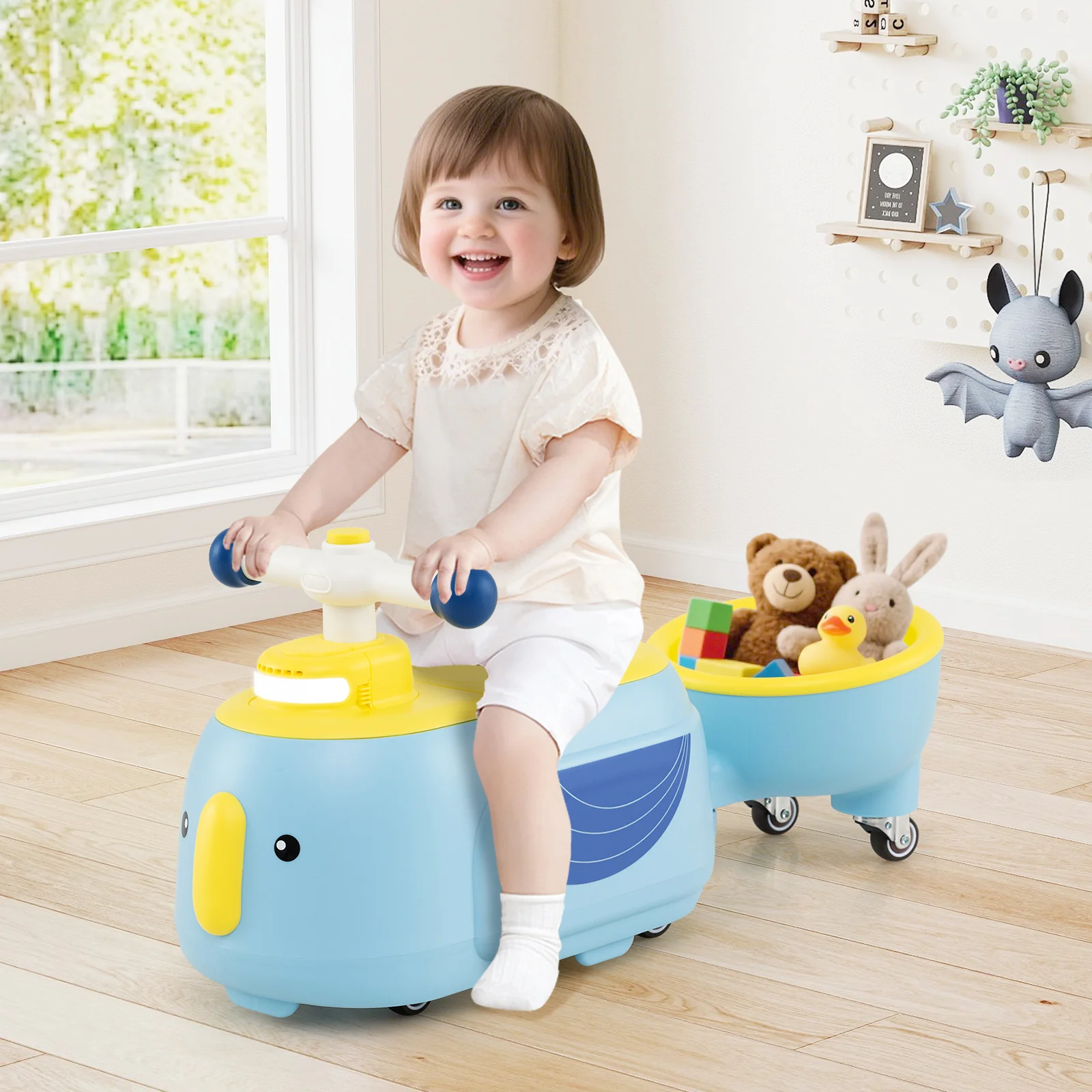 Toddler Ride on Toy with Trailer and Light Music - Image 10