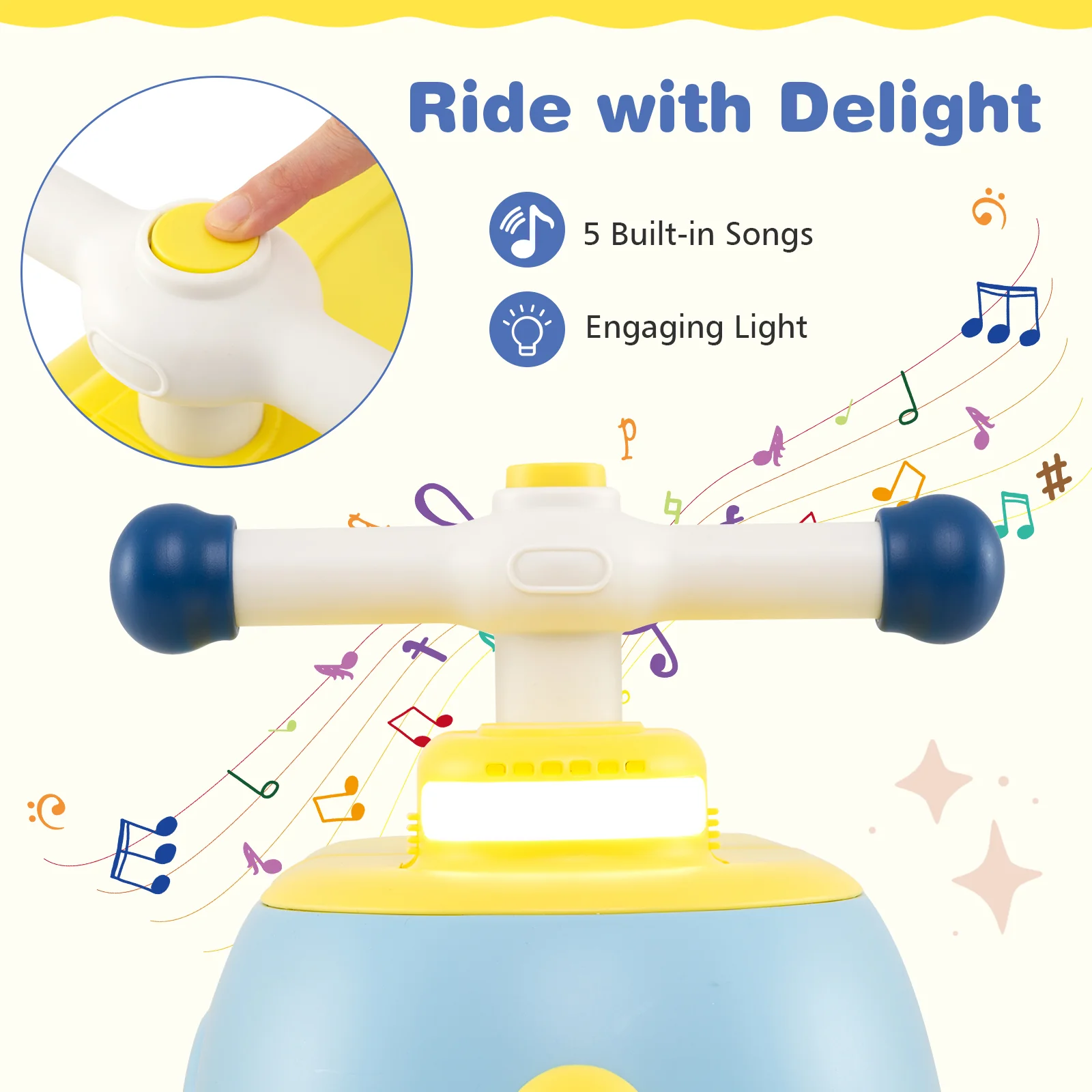 Toddler Ride on Toy with Trailer and Light Music - Image 15