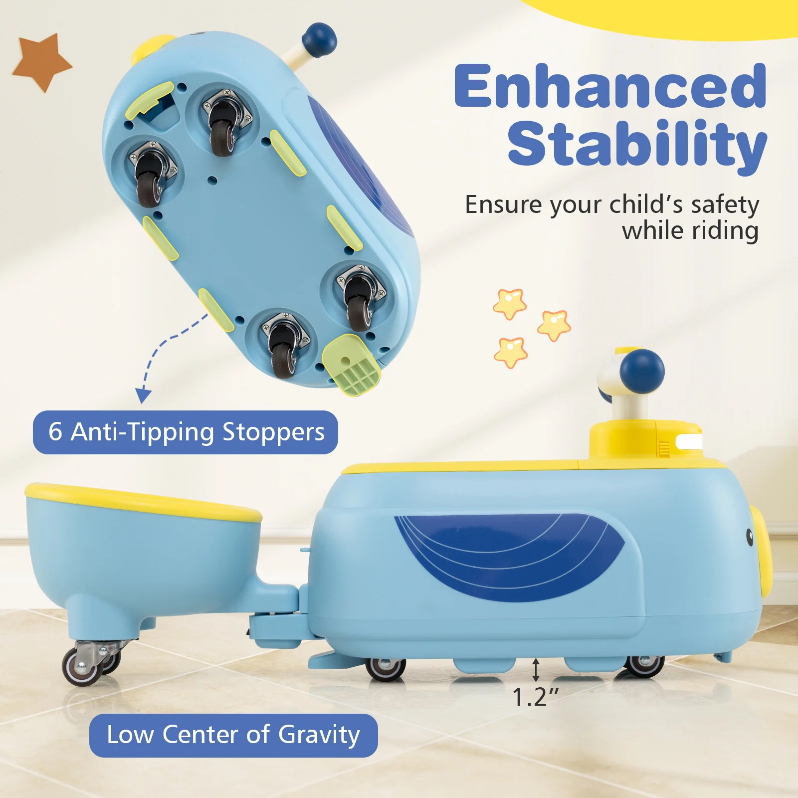 Toddler Ride on Toy with Trailer and Light Music - Image 16