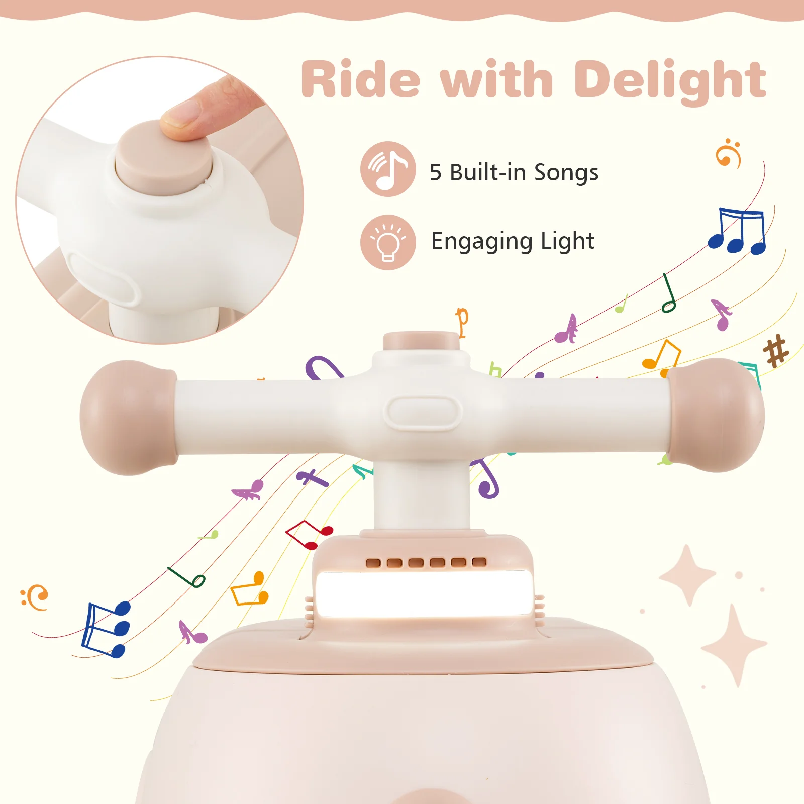 Toddler Ride on Toy with Trailer and Light Music - Image 8