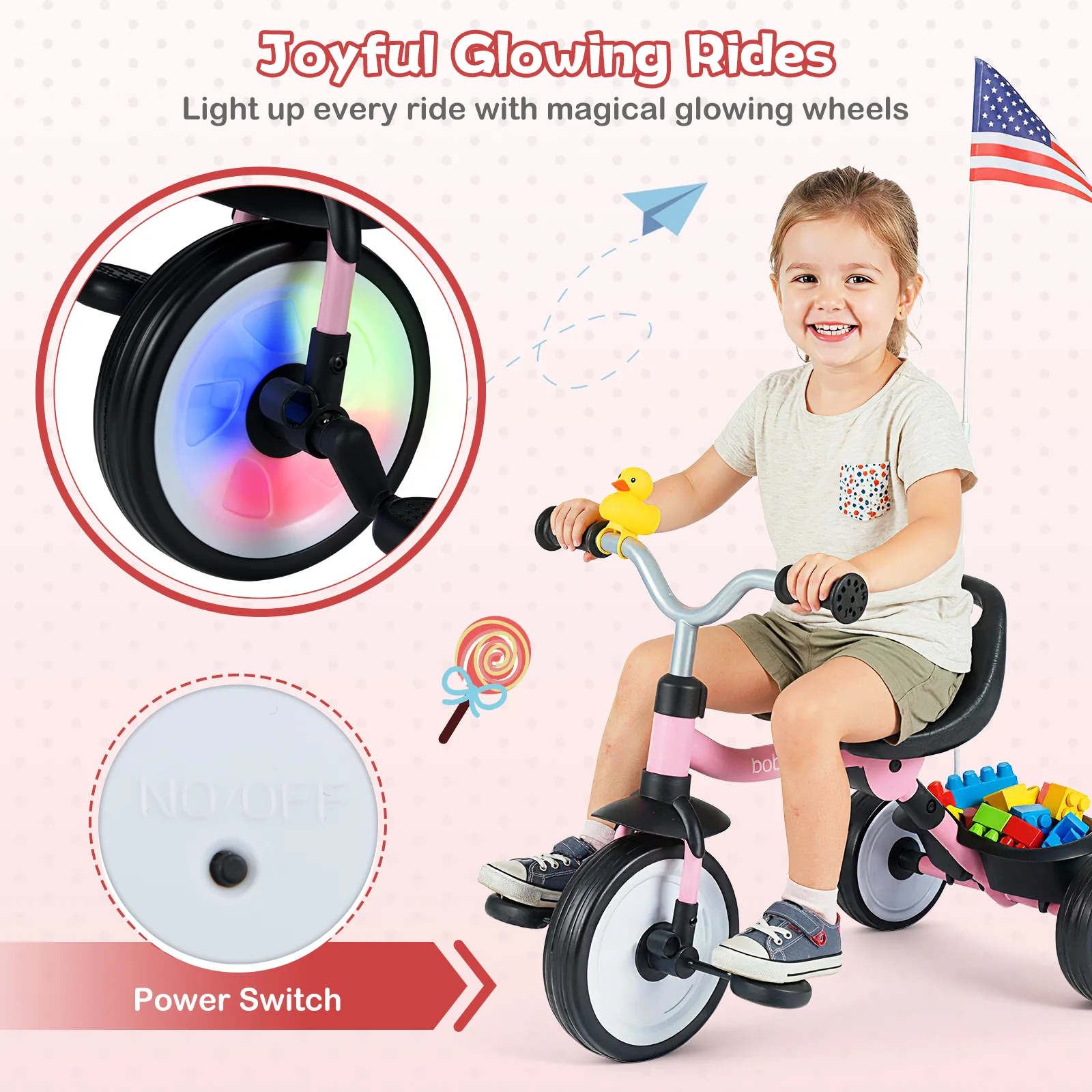 Toddler Tricycle with 3-Position Seat and Storage Basket for Kids - Image 15