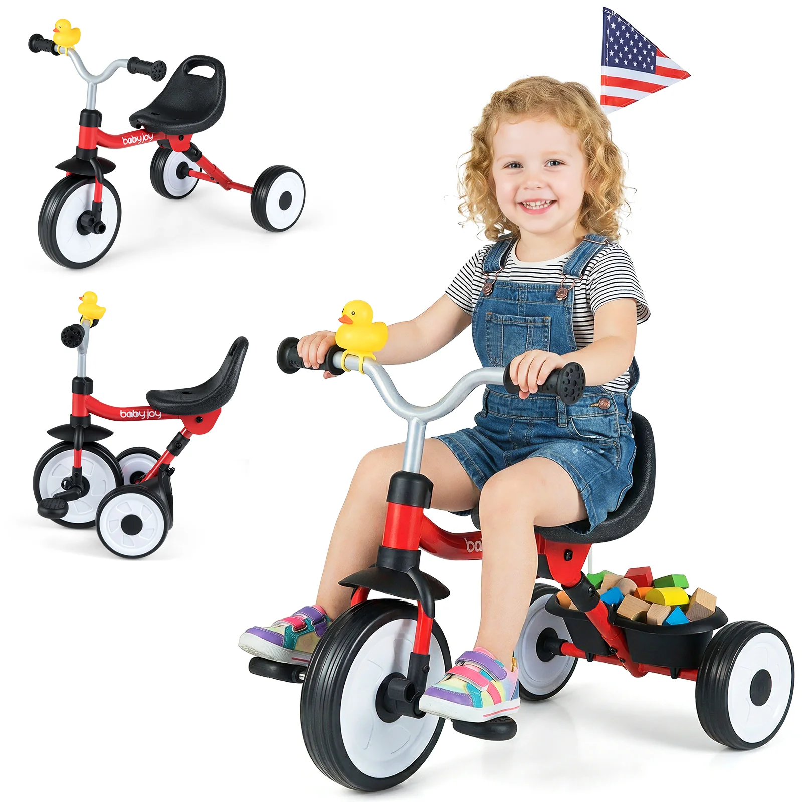 Toddler Tricycle with 3-Position Seat and Storage Basket for Kids - Image 18