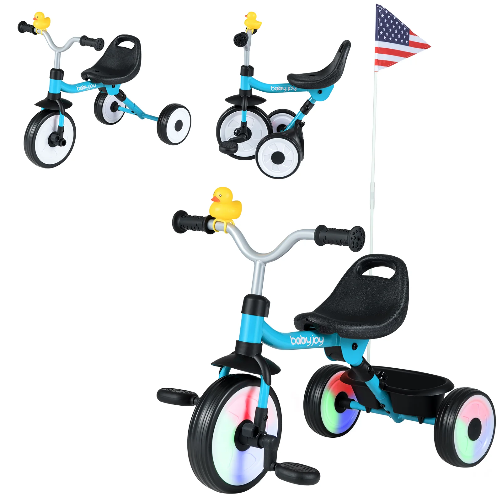 Toddler Tricycle with 3-Position Seat and Storage Basket for Kids - Image 27