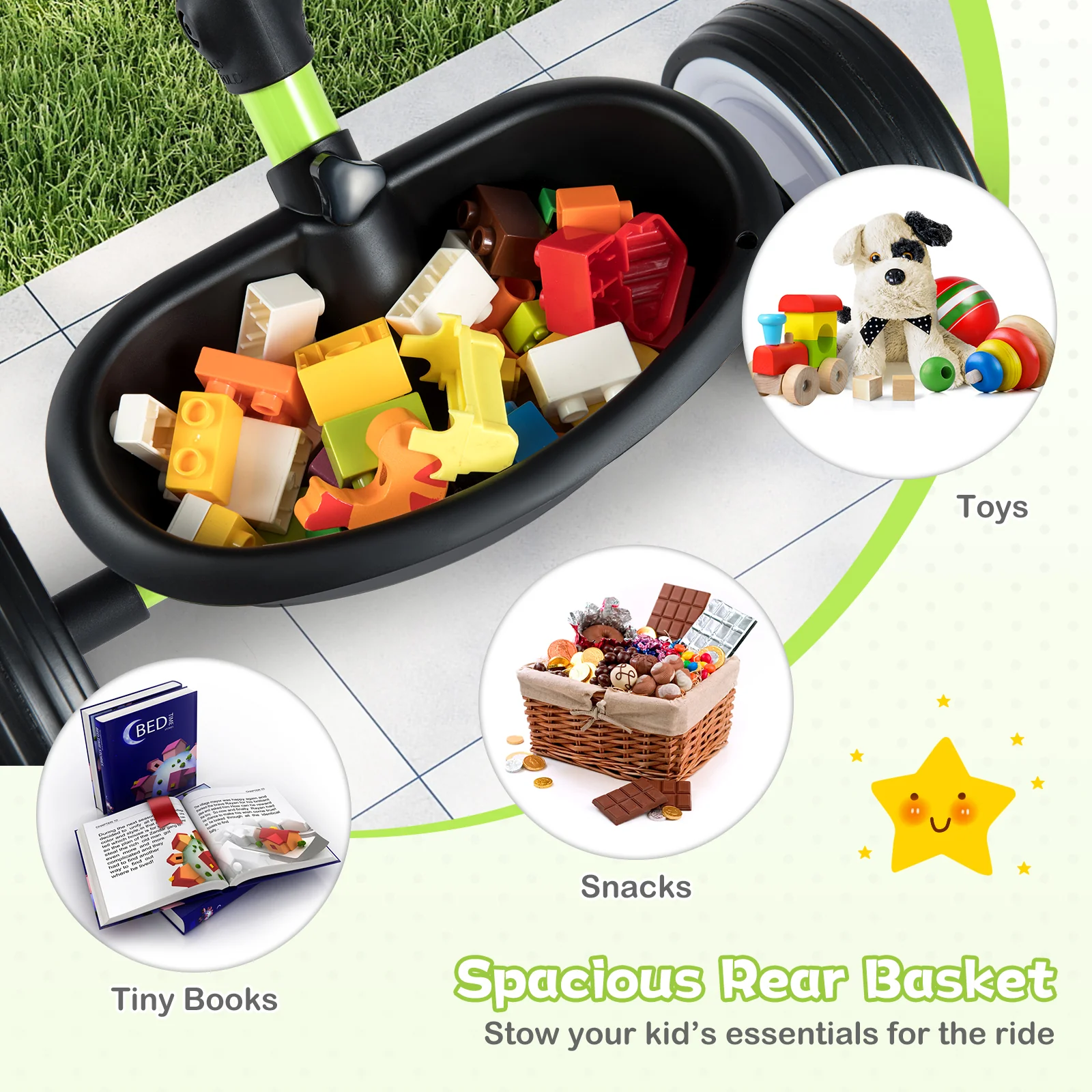 Toddler Tricycle with 3-Position Seat and Storage Basket for Kids - Image 6