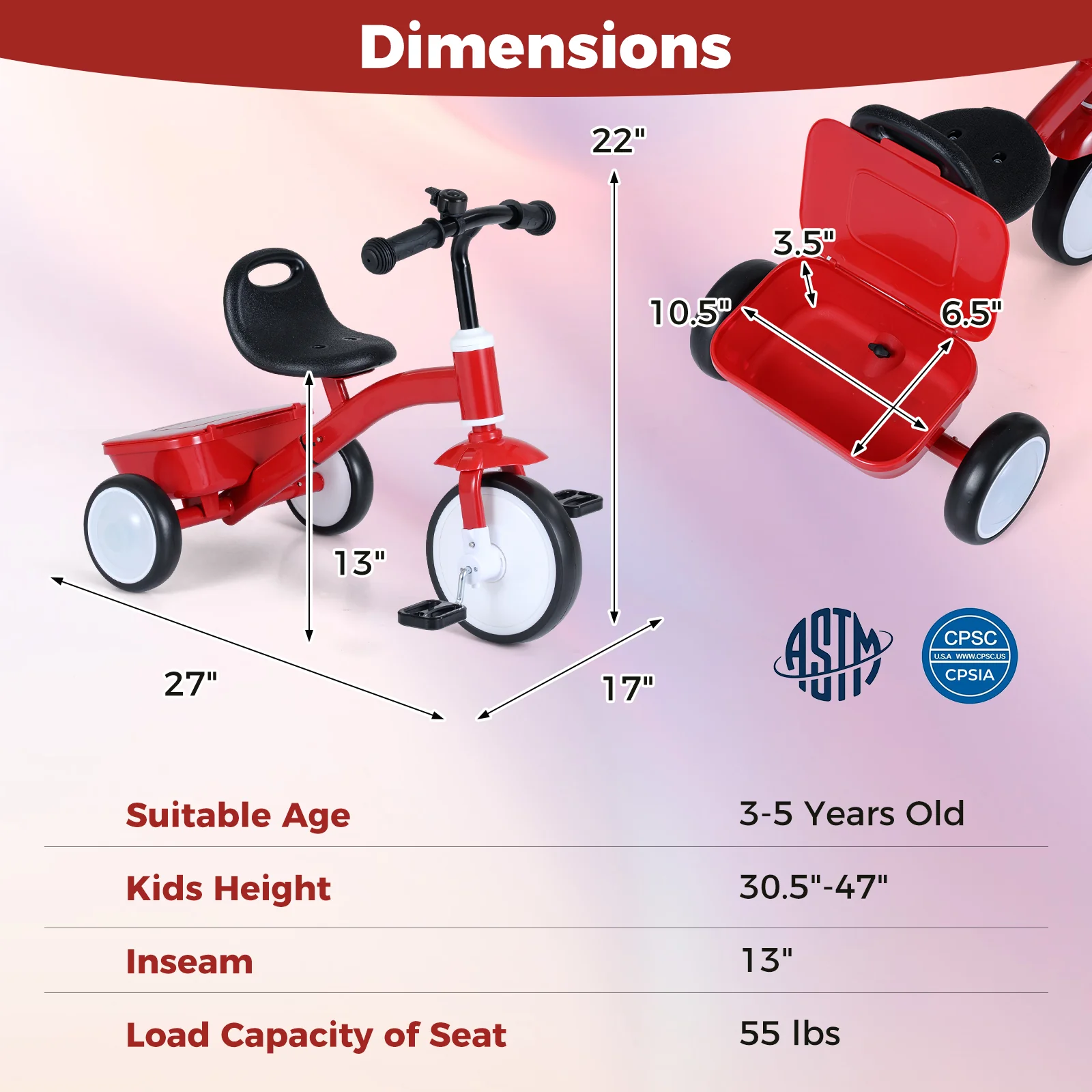 Toddler Tricycle with Glowing Wheels and 4-Level Adjustable Seat - Image 4