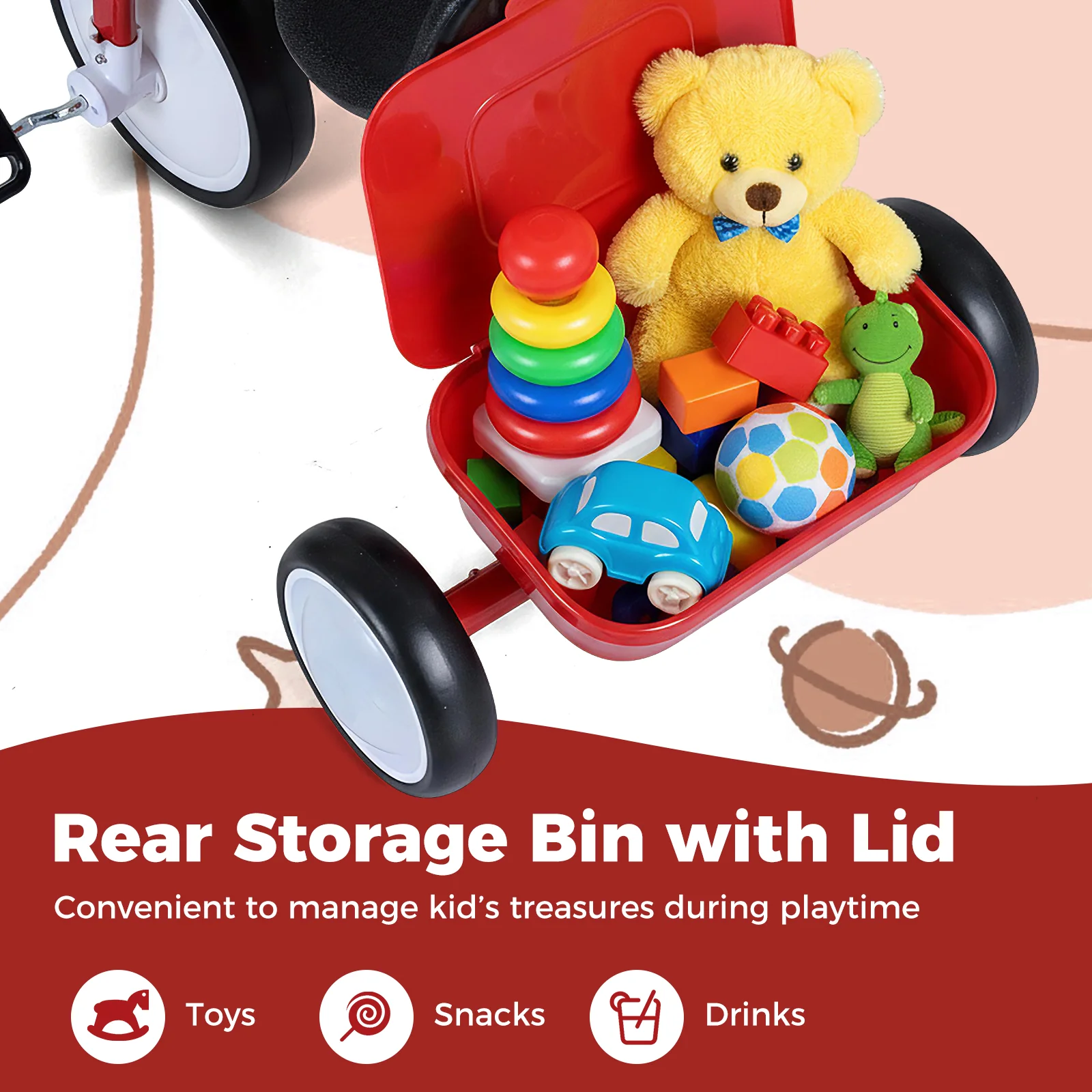 Toddler Tricycle with Glowing Wheels and 4-Level Adjustable Seat - Image 7