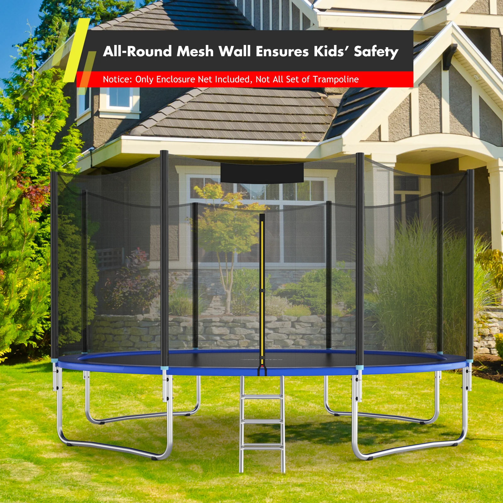Trampoline Replacement Protection Enclosure Net with Zipper - Image 14